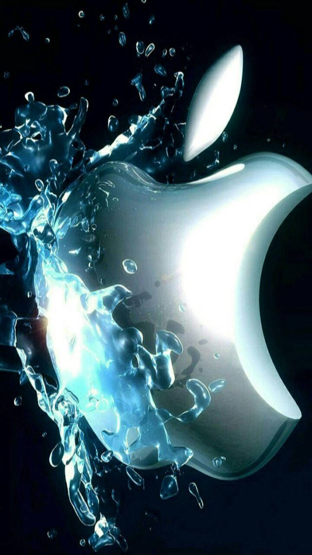 3d Apple iPhone, Apple logo, icy blue water, SD Phone Wallpaper