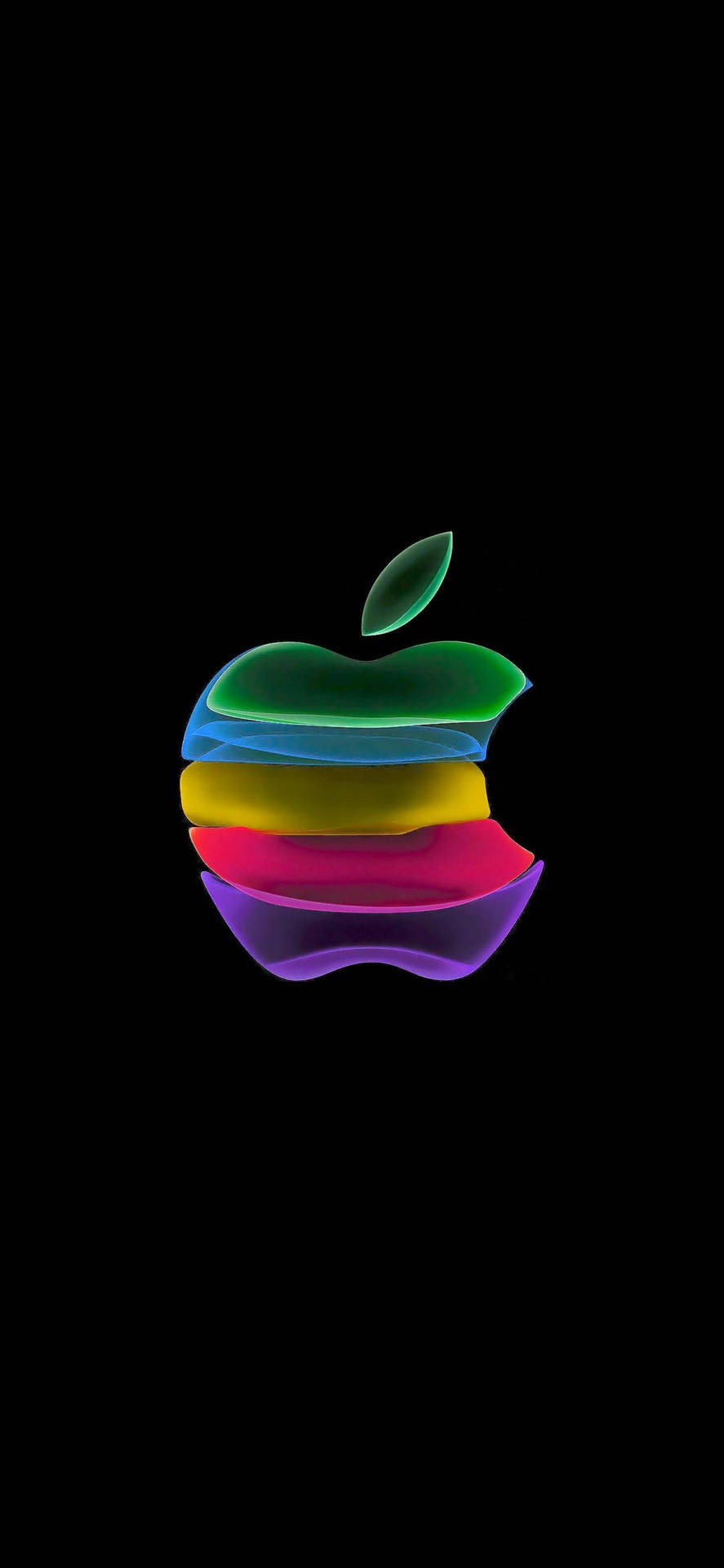 3d Apple iPhone logo, rainbow-colored, black background, Full HD Phone Wallpaper