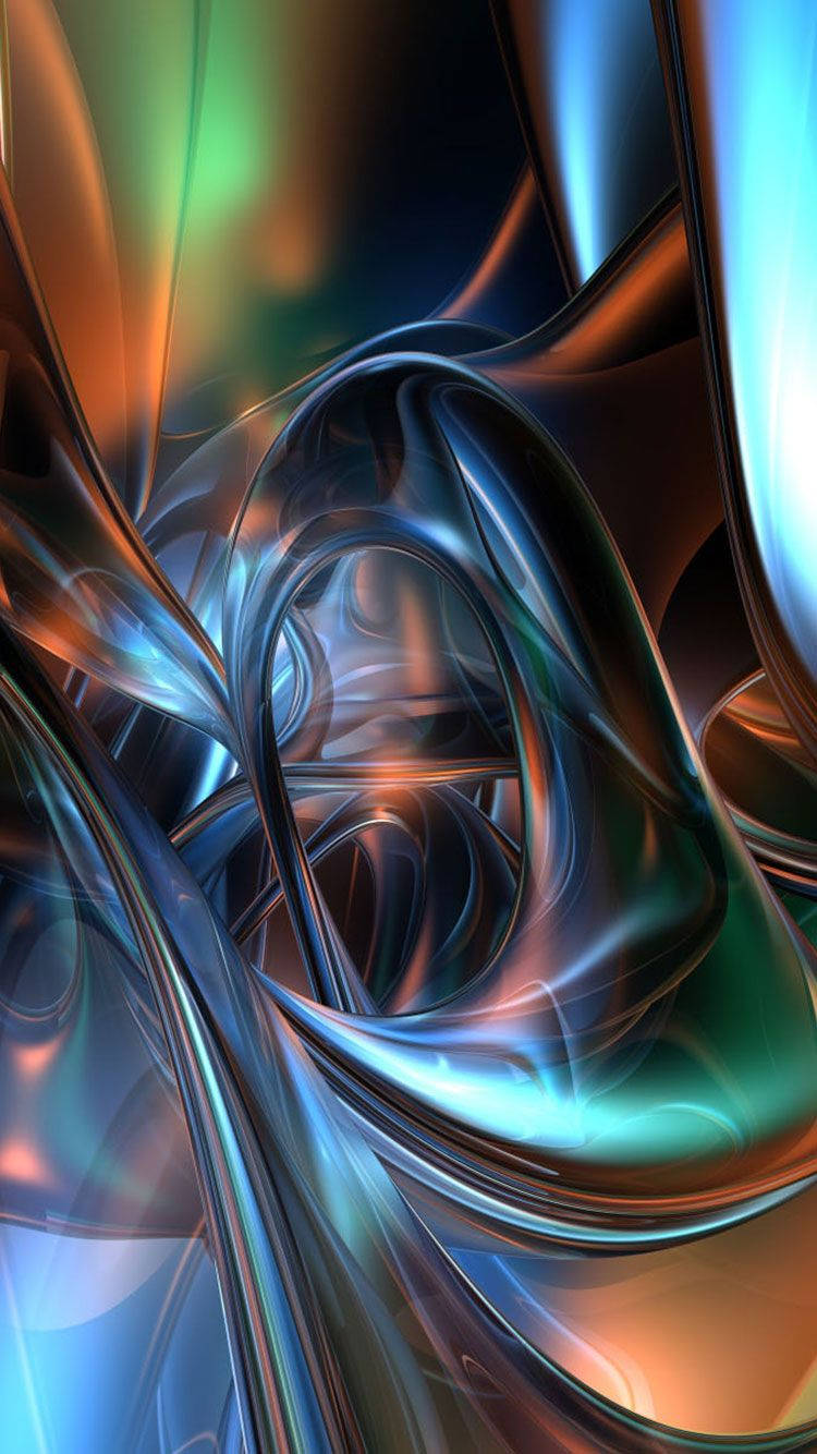 3d Apple iPhone, swirling metal, vibrant blue, HD Phone Wallpaper