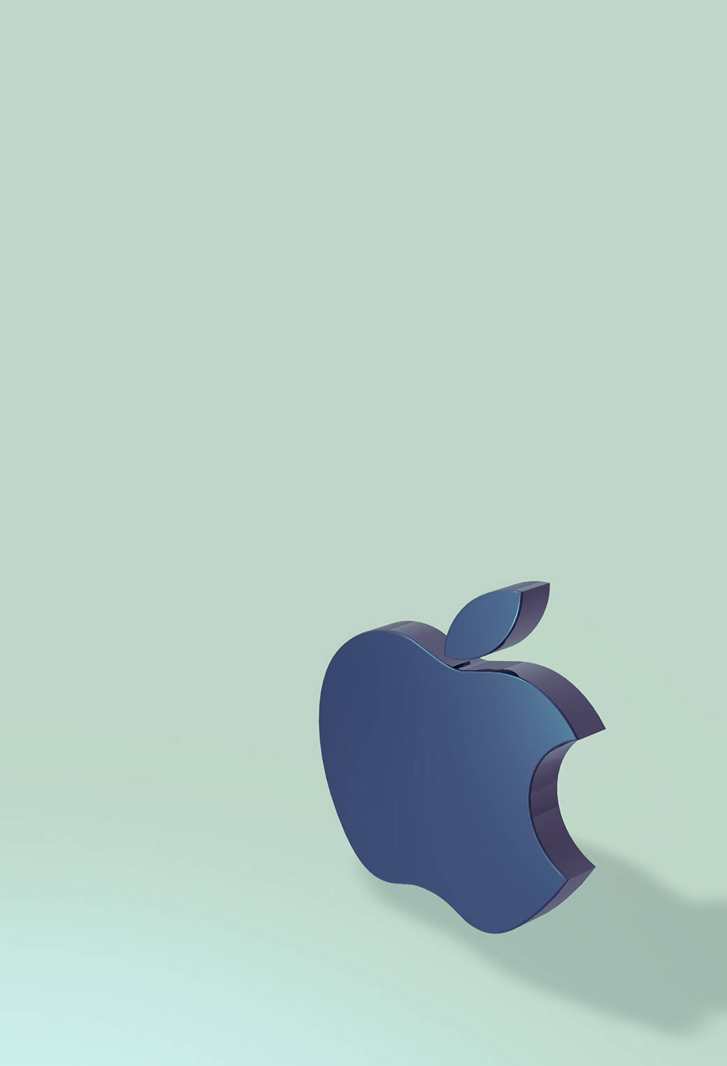 3d apple logo, dark blue, mint green gradient background, HD Phone Wallpaper