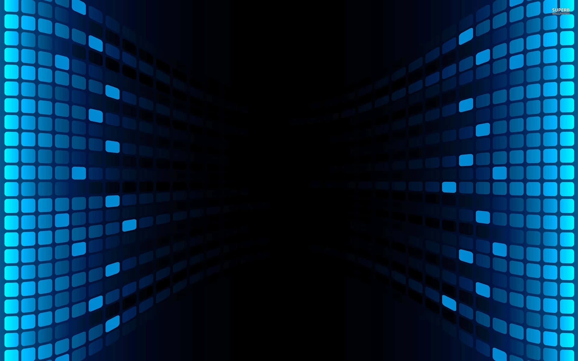 blue digital tunnel, glowing blue pixelated squares, futuristic tunnel, Full HD Desktop Wallpaper