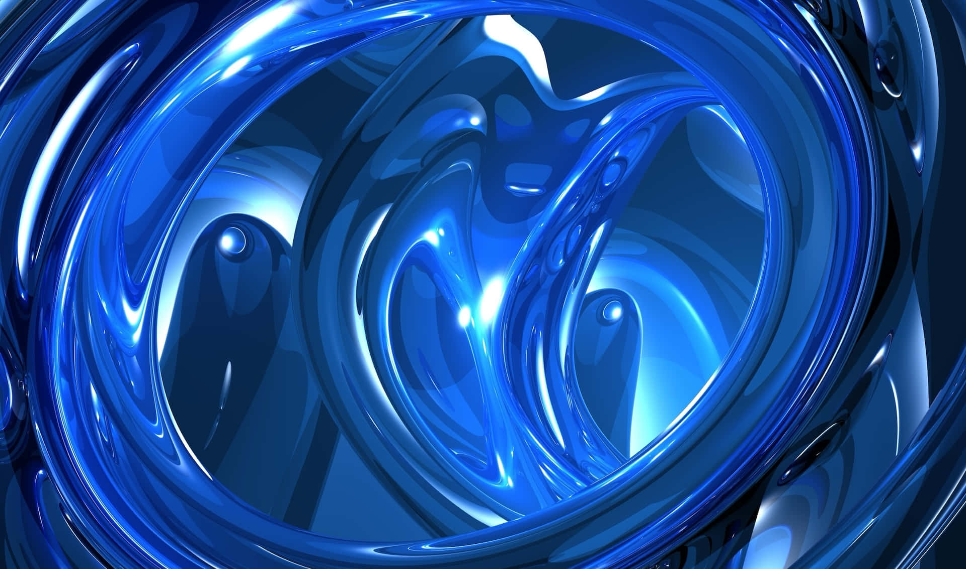 abstract blue swirls, deep blue liquid metal, glowing highlights, Full HD Desktop Wallpaper