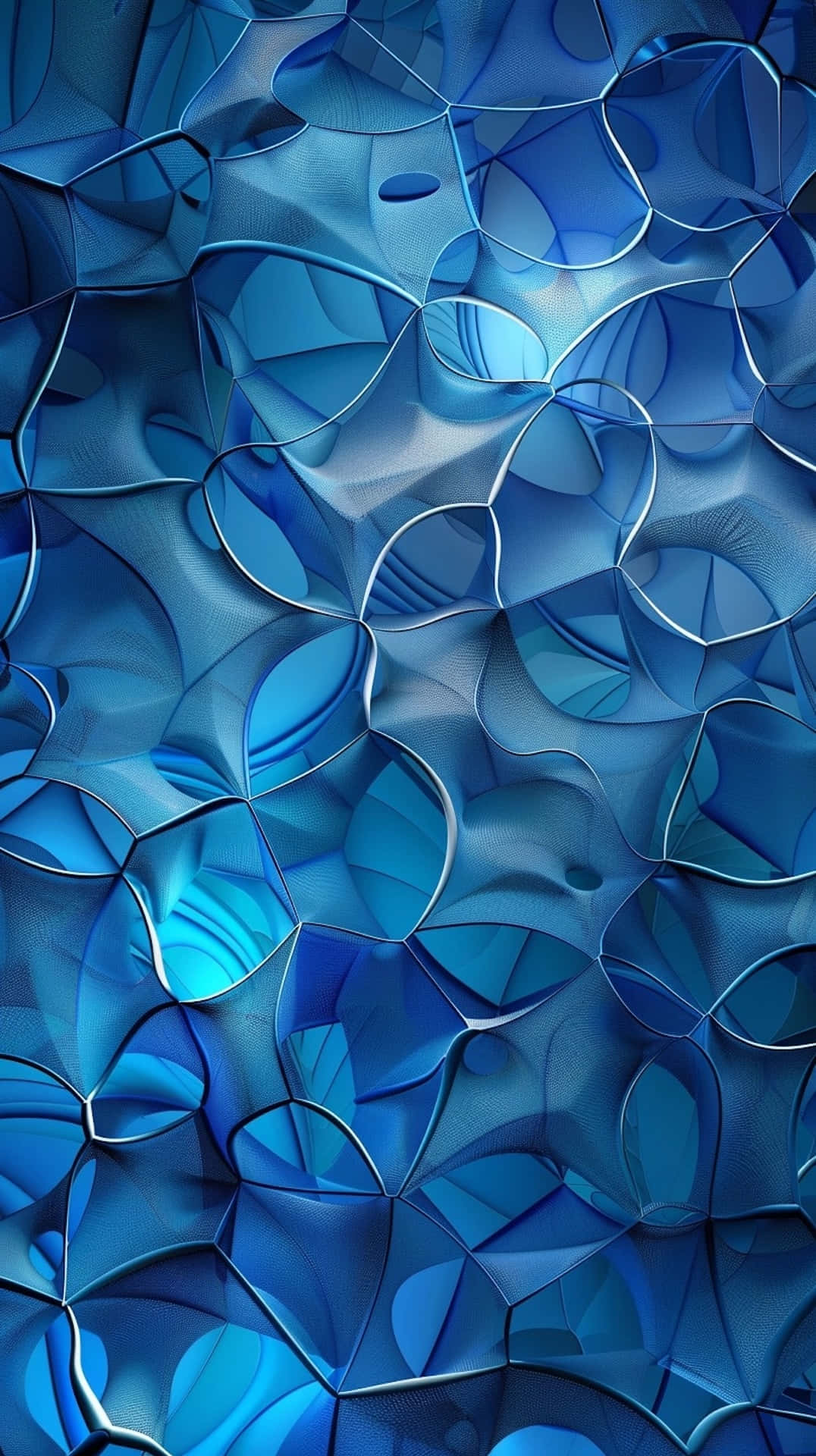 abstract blue3 d pattern, blue glass-like bubbles, metallic highlights, Full HD Phone Wallpaper