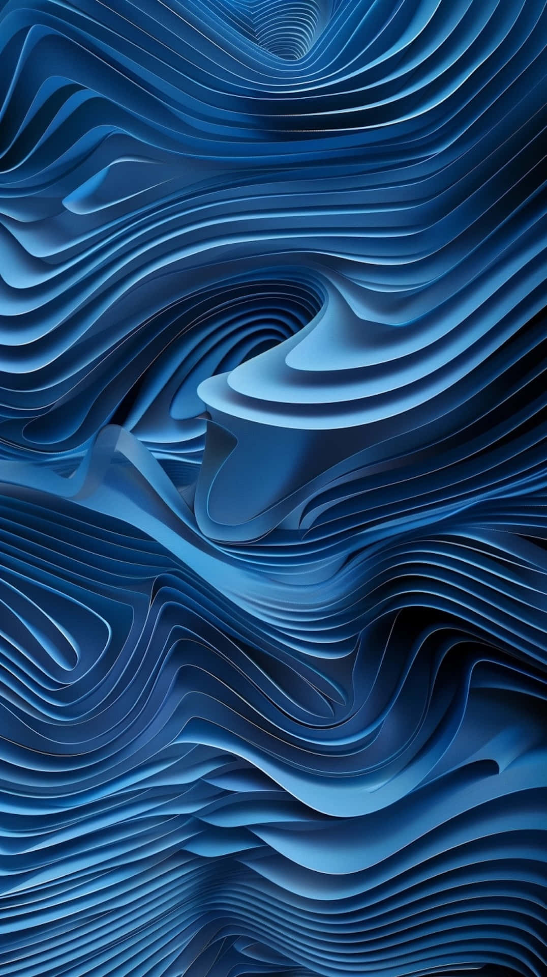 abstract blue waves, 3d art, flowing blue waves, Full HD Phone Wallpaper