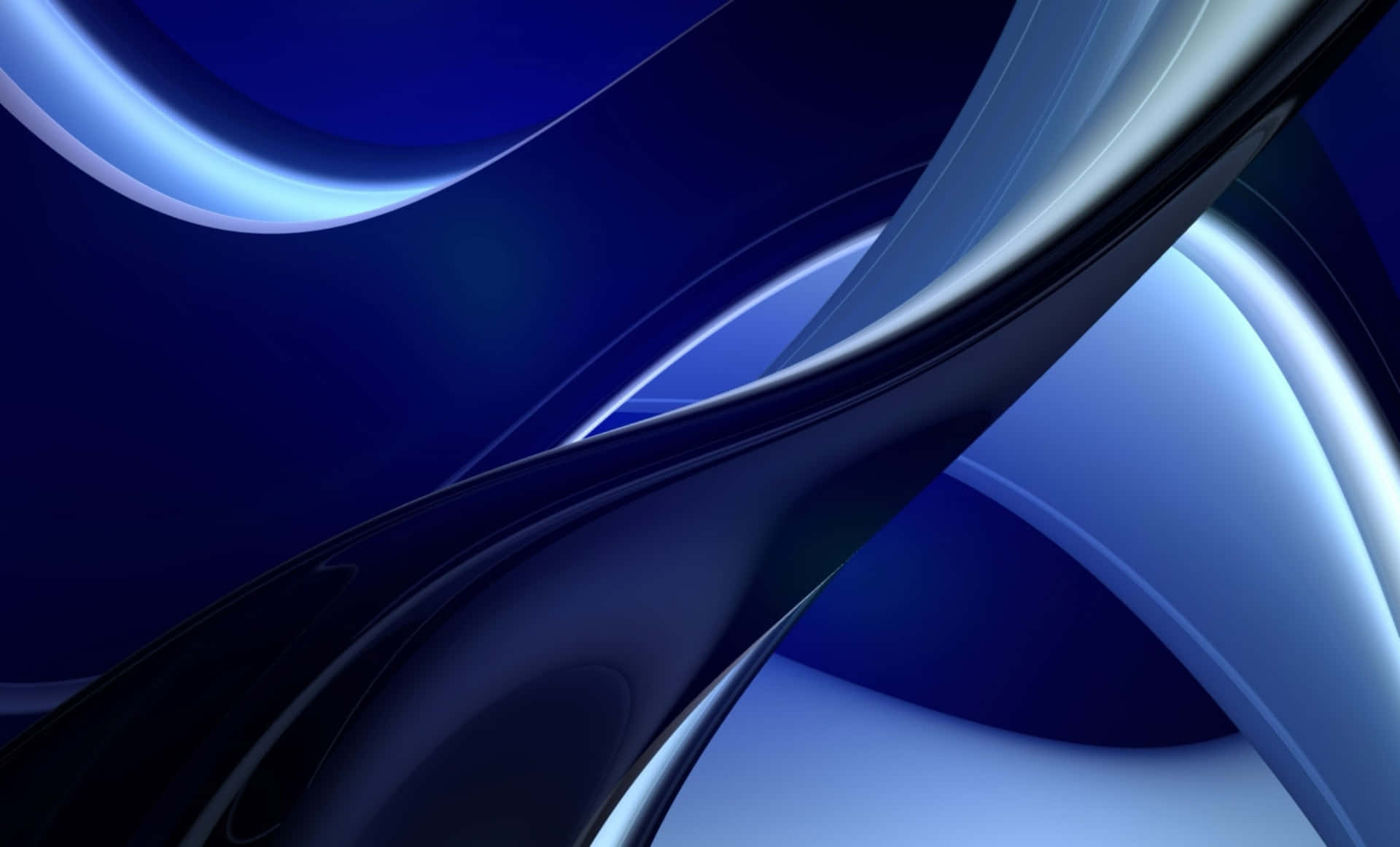 abstract blue waves, sleek glossy blue ribbons, deep indigo backdrop, Full HD Desktop Wallpaper