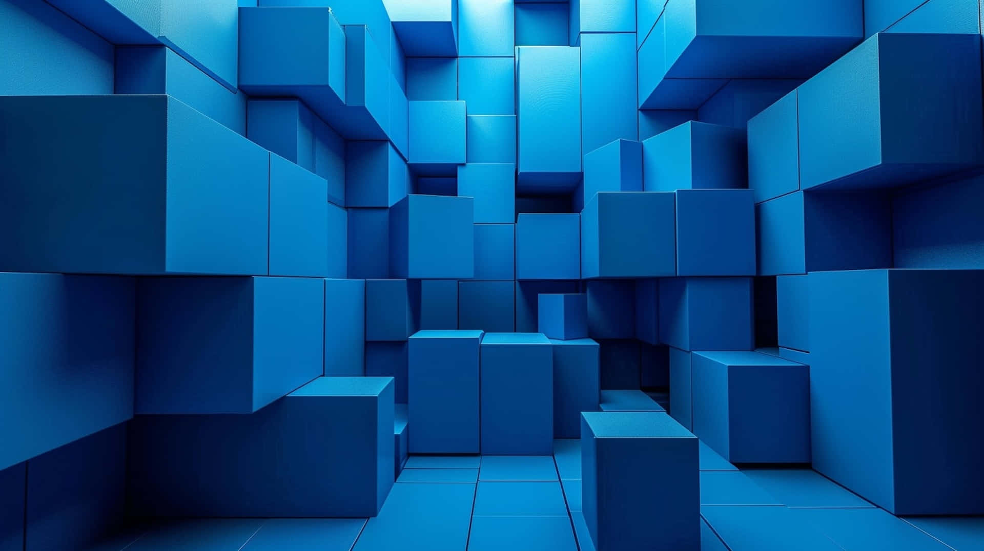 abstract blue3 d blocks, blue cubes, futuristic geometric maze, Full HD Desktop Wallpaper