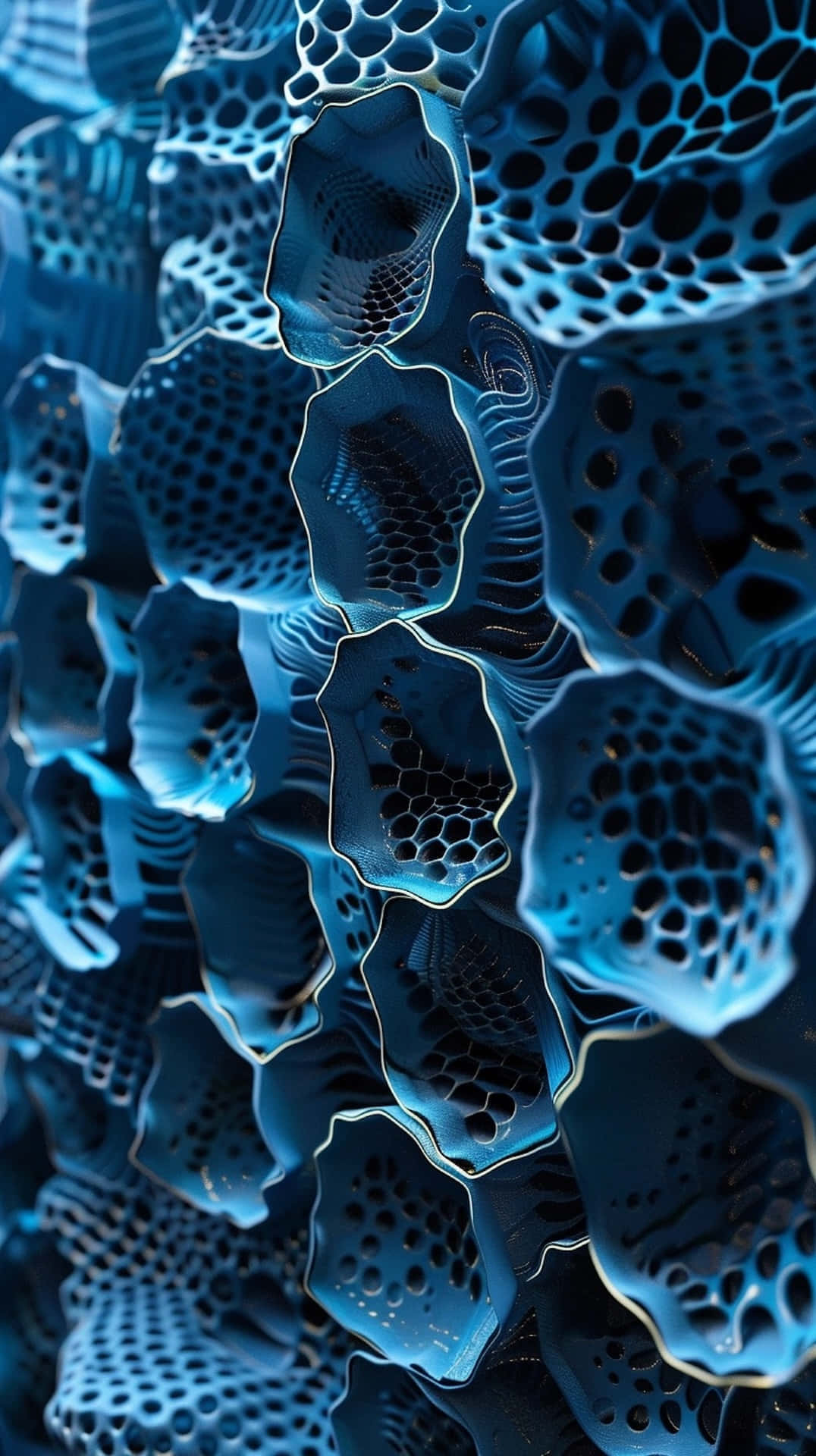 abstract blue3 d honeycomb texture, blue cellular structures, glowing edges, Full HD Phone Wallpaper