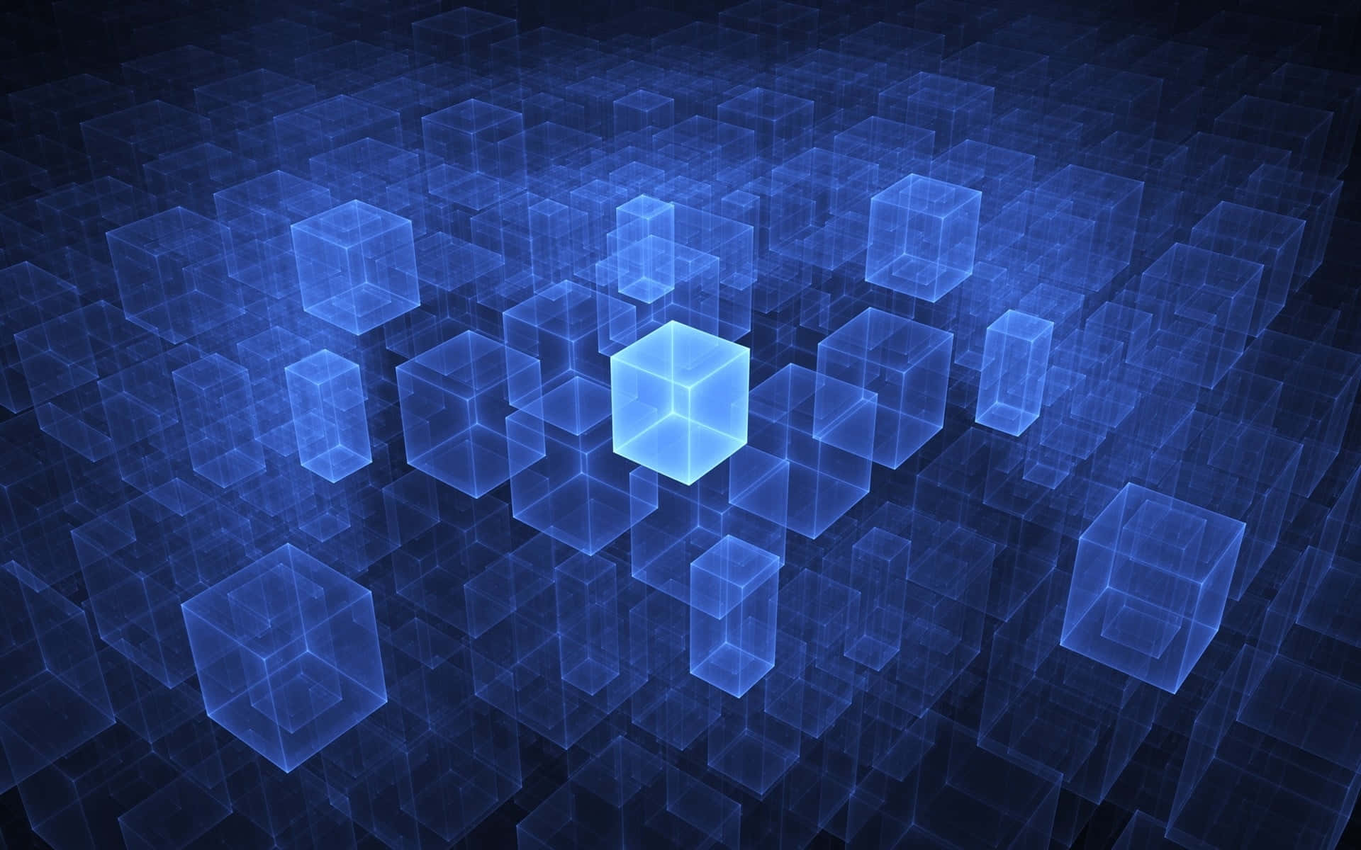 abstract blue3 d cubes background, glowing blue cube, translucent cubes, Full HD Desktop Wallpaper