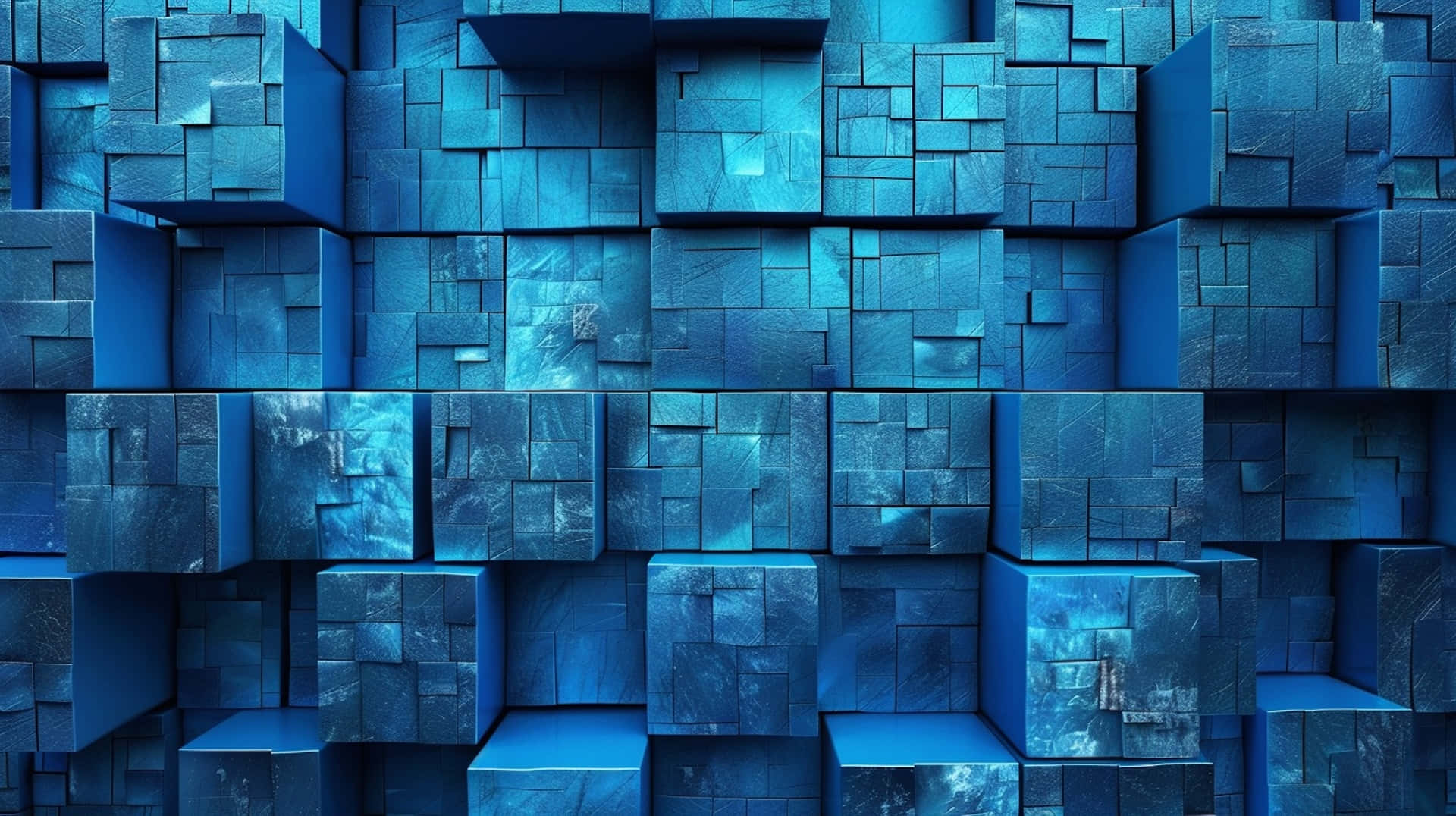 abstract blue3 d cubes background, textured blue cubes, varying shades, Full HD Desktop Wallpaper