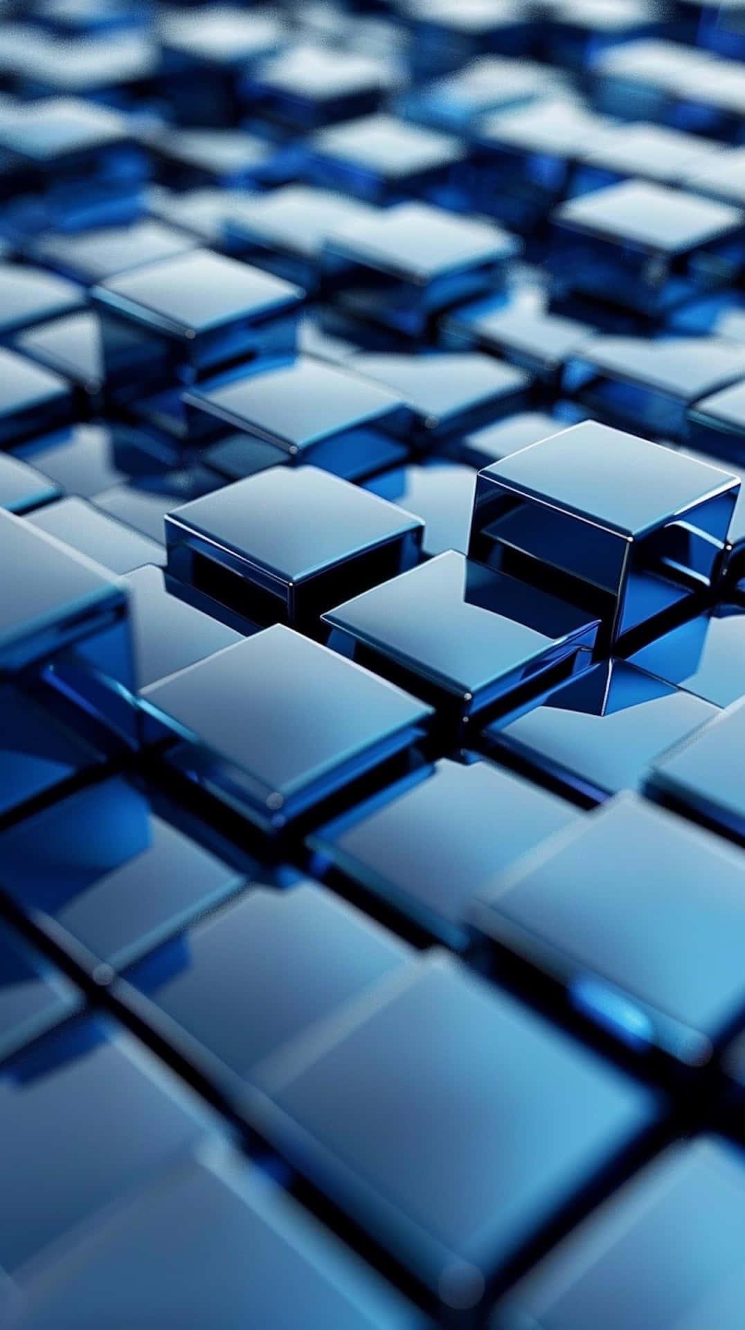 3d Blue Cubes, glossy blue, repeating pattern, Full HD Phone Wallpaper