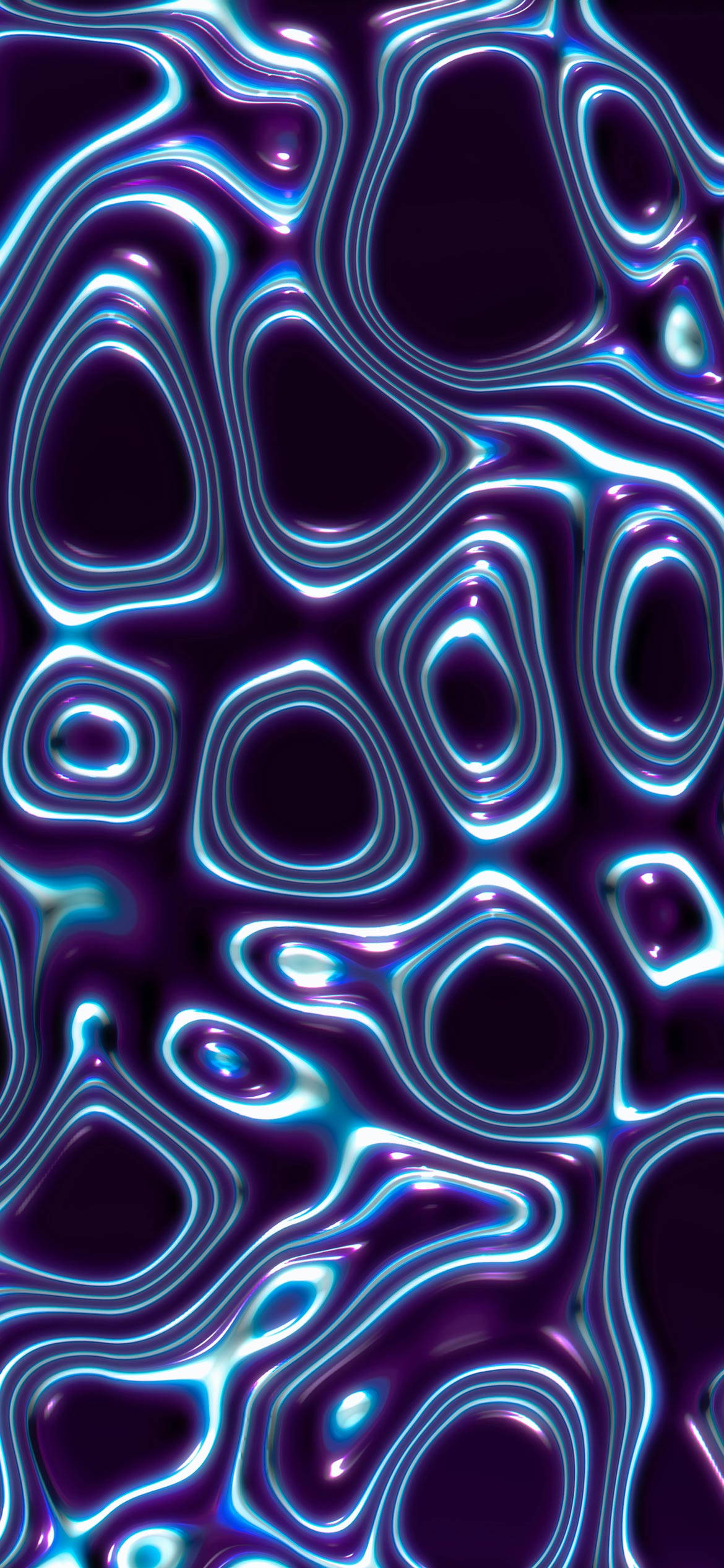 iPhone 14 Pro, 3D Microscopic Blue, neon blue, Full HD Phone Wallpaper