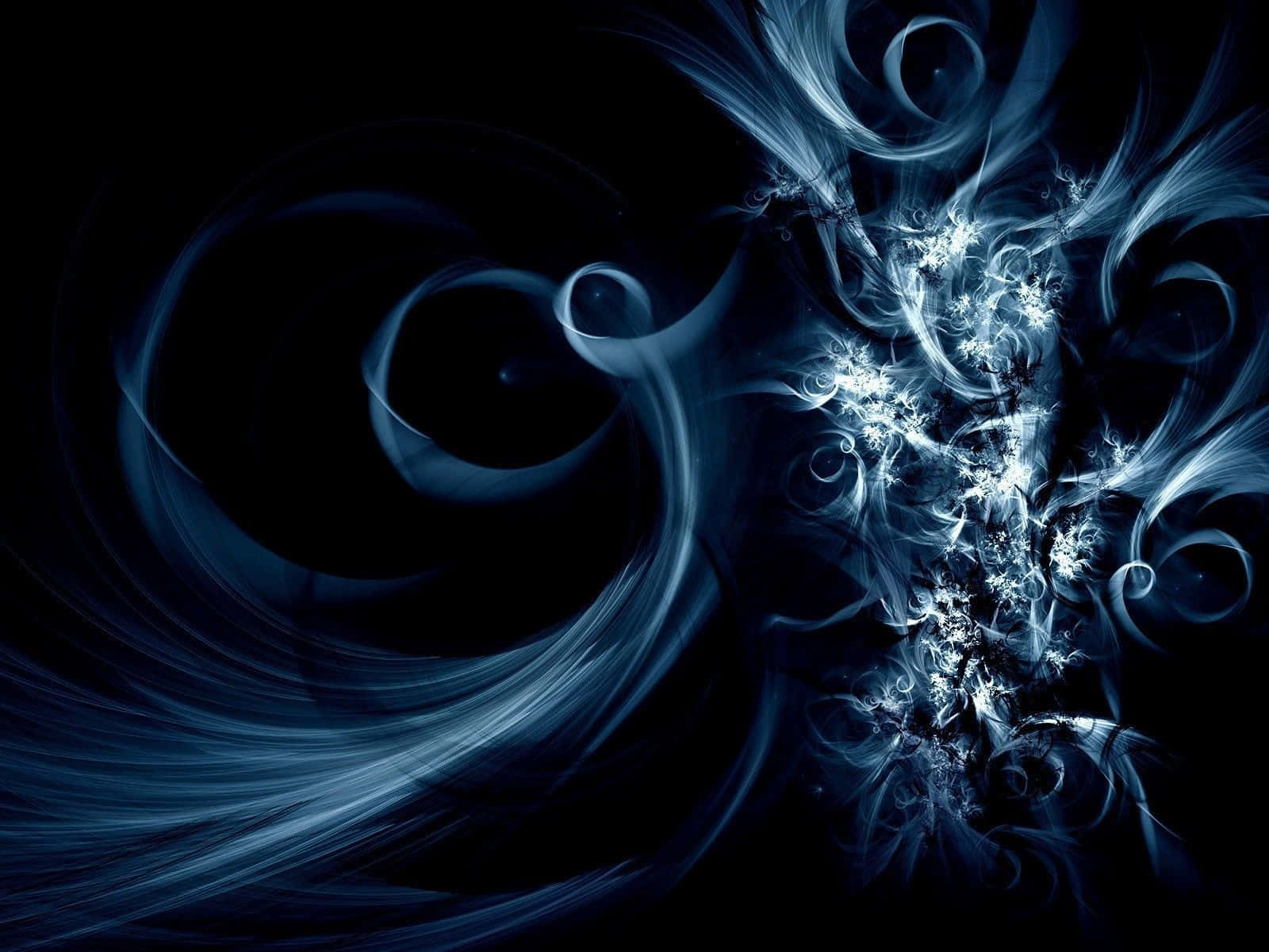 blue abstract design, black background, ethereal blue fractal swirls, HD Desktop Wallpaper