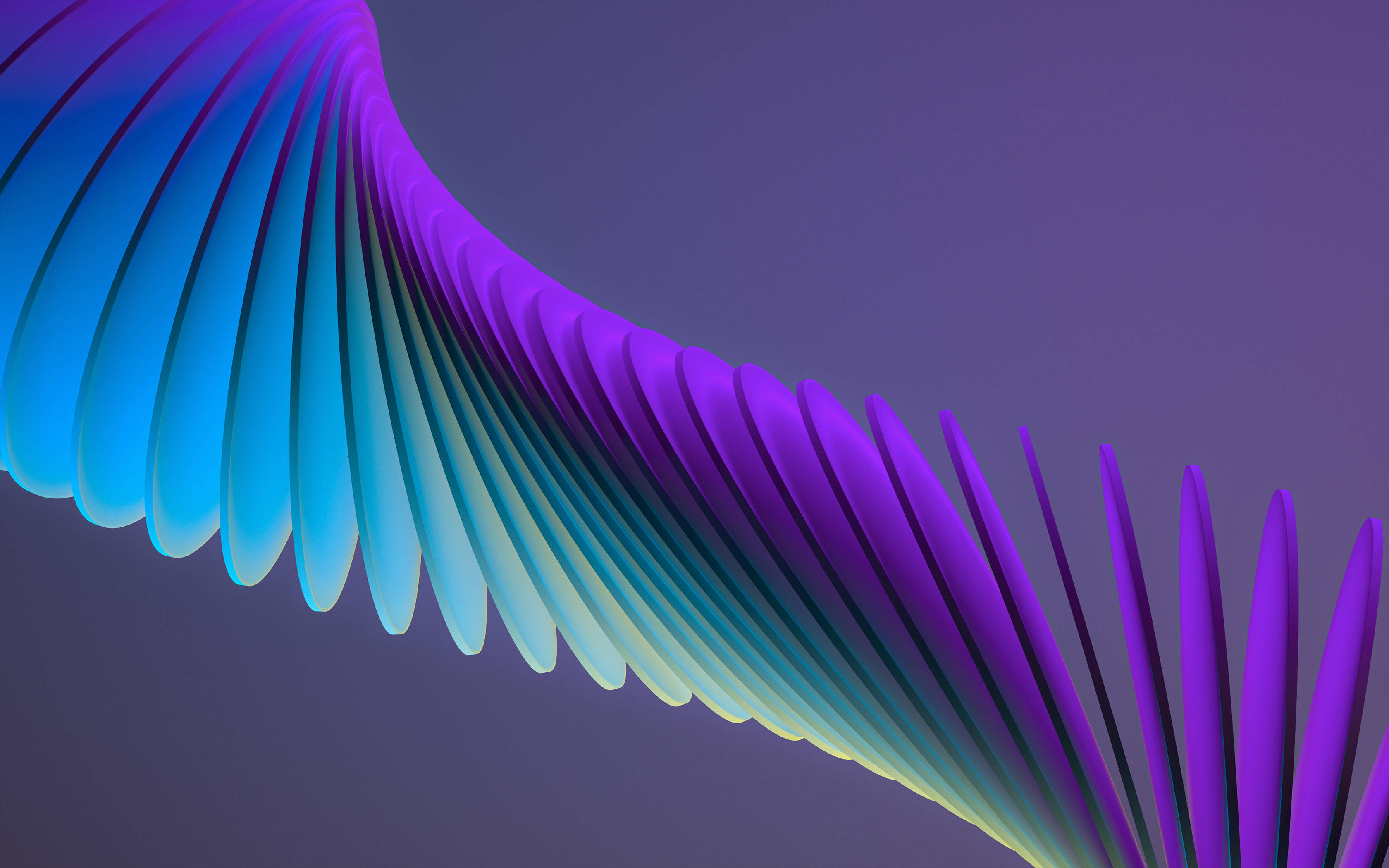 blue and purple 3d 4k layers, gradient blue and purple petals, flowing digital wave, 2K Desktop Wallpaper