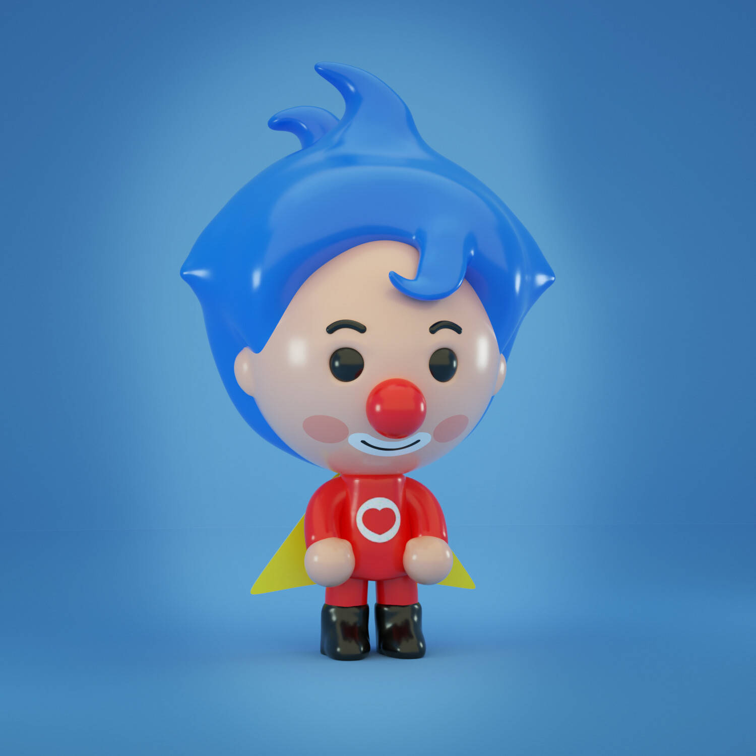 Blue 3D Plim Plim, glossy 3d-rendered, blue spiky hair, HD Desktop Wallpaper