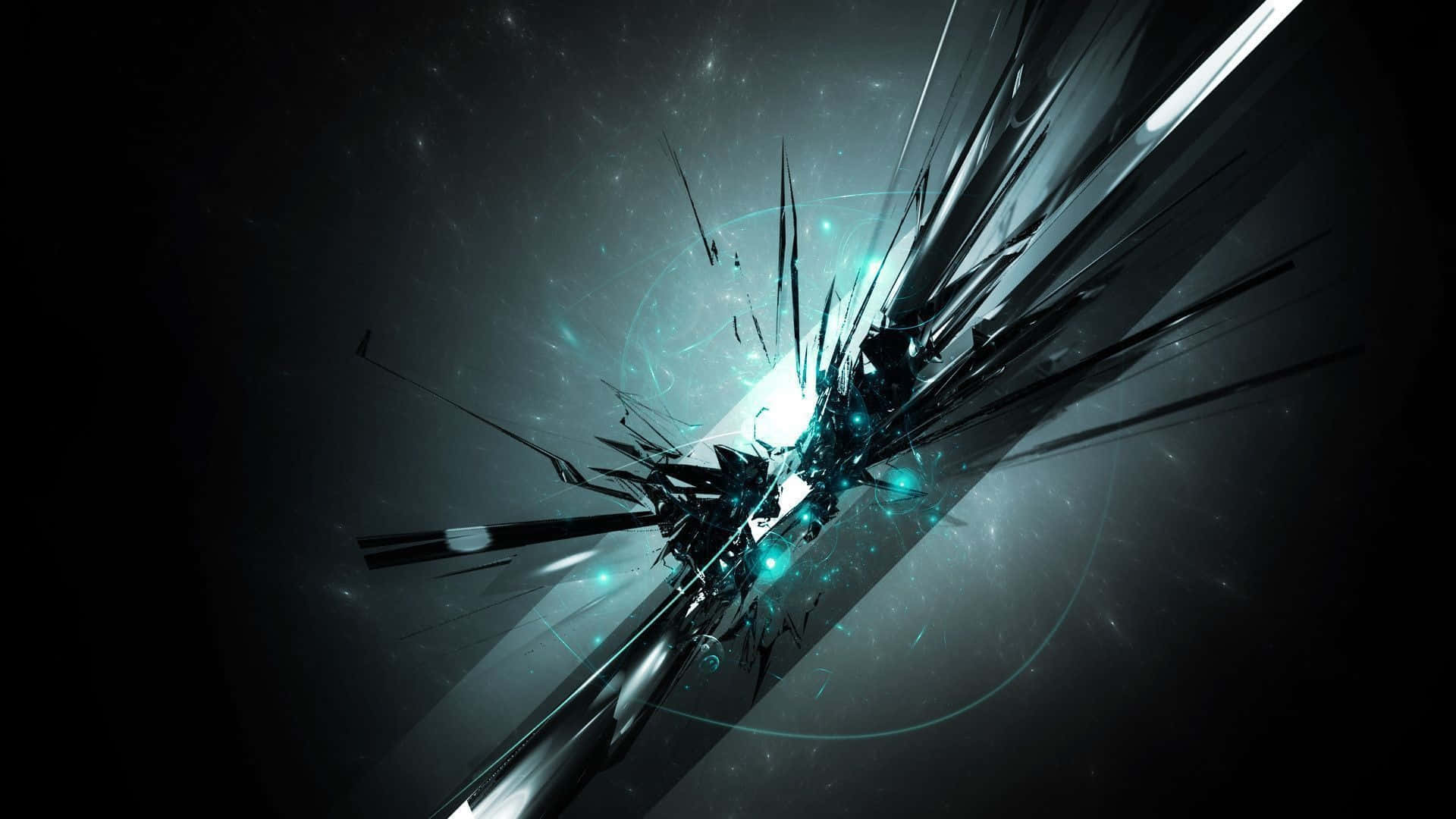 3D Technology, teal, shattered glass effect, Full HD Desktop Wallpaper