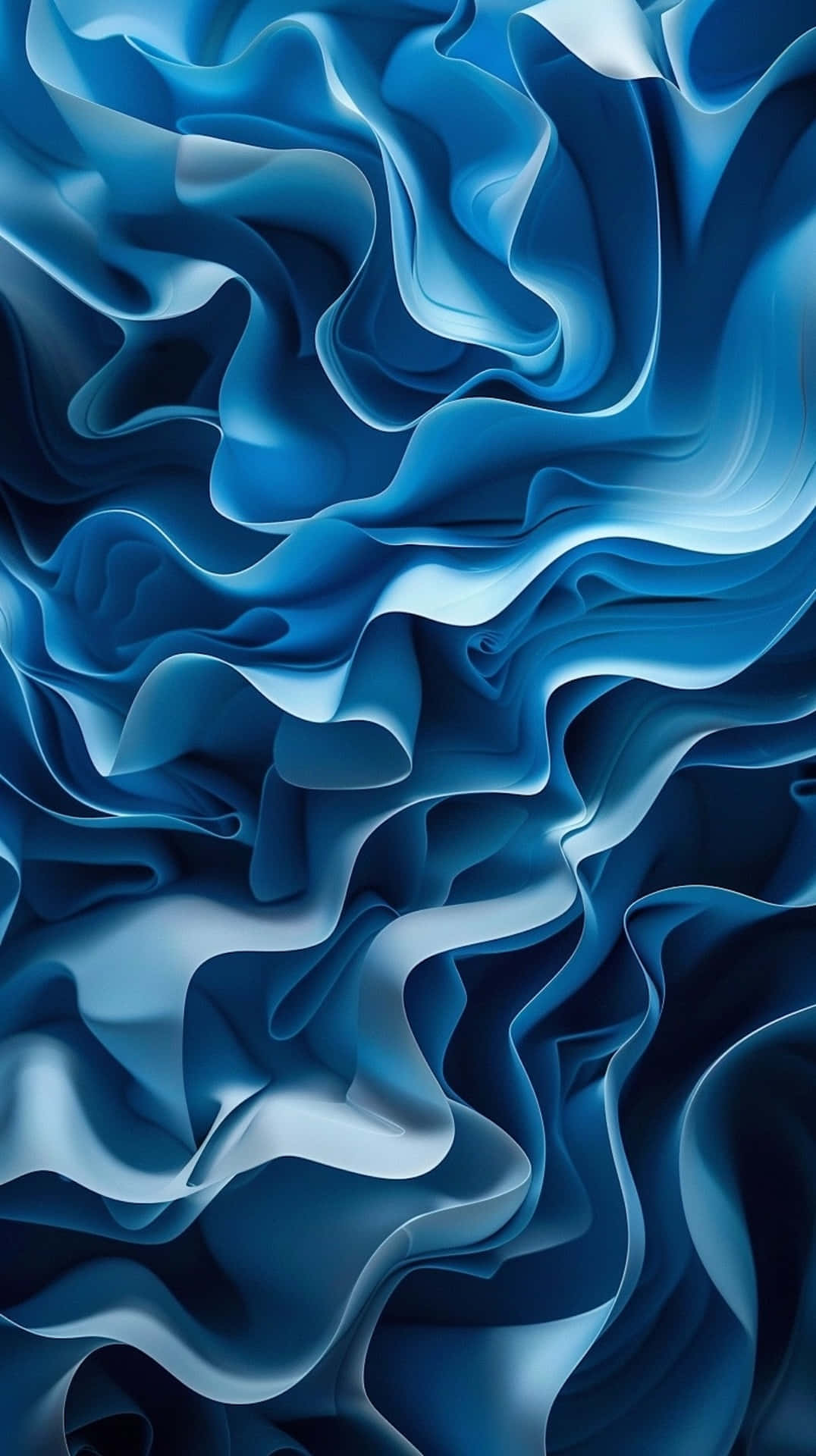 abstract blue waves, 3 D art, flowing blue waves, Full HD Phone Wallpaper