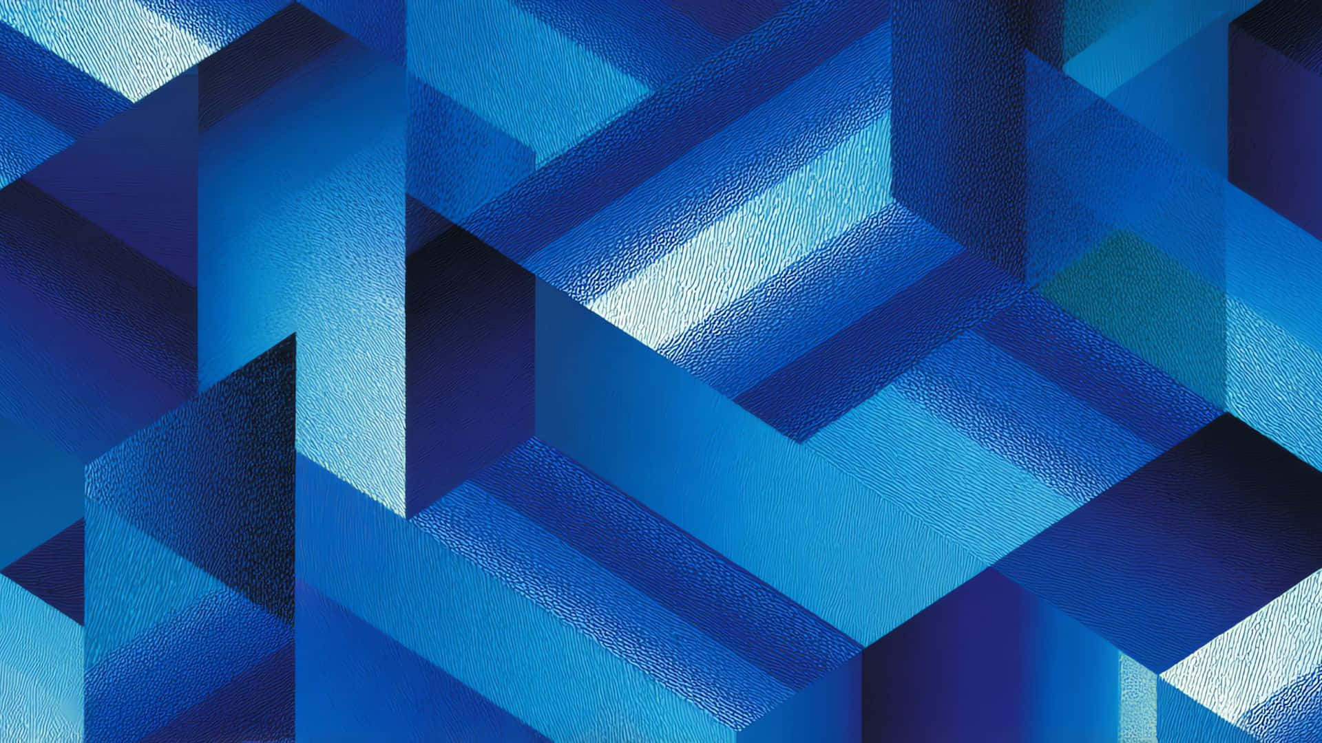 blue geometric abstract shapes, interlocking blue cubes, 3d illusion, Full HD Desktop Wallpaper