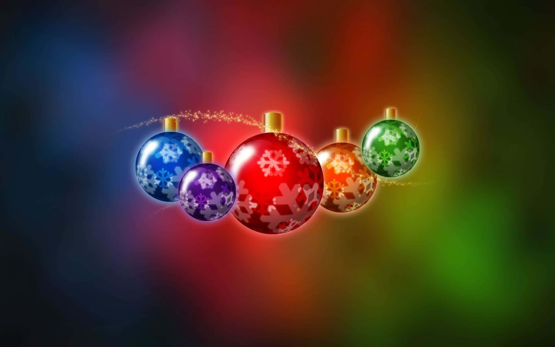 3d christmas, glowing Christmas ornaments, snowflake patterns, Full HD Desktop Wallpaper