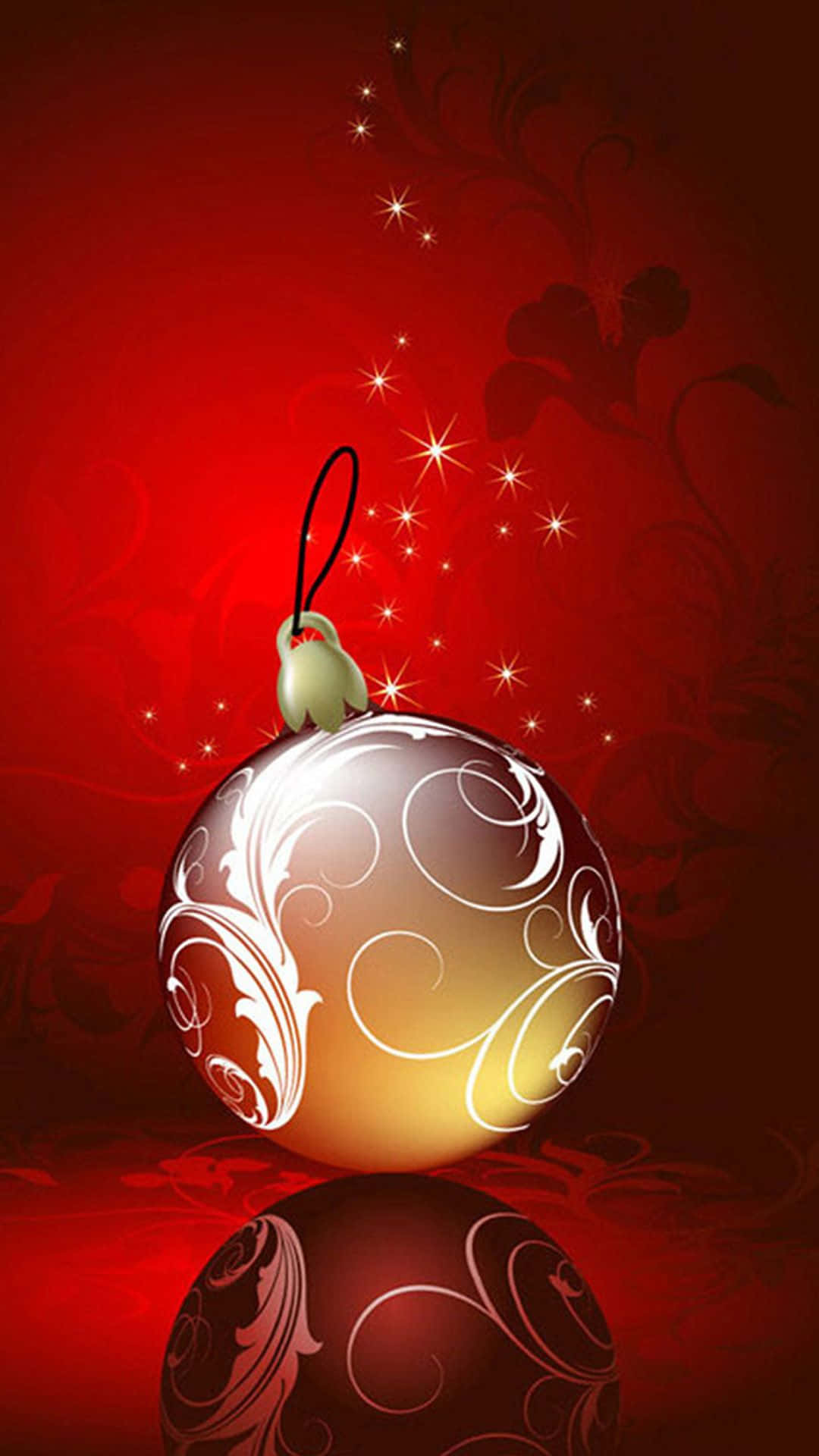 3D Christmas, glossy silver Christmas ornament, white swirls, Full HD Phone Wallpaper