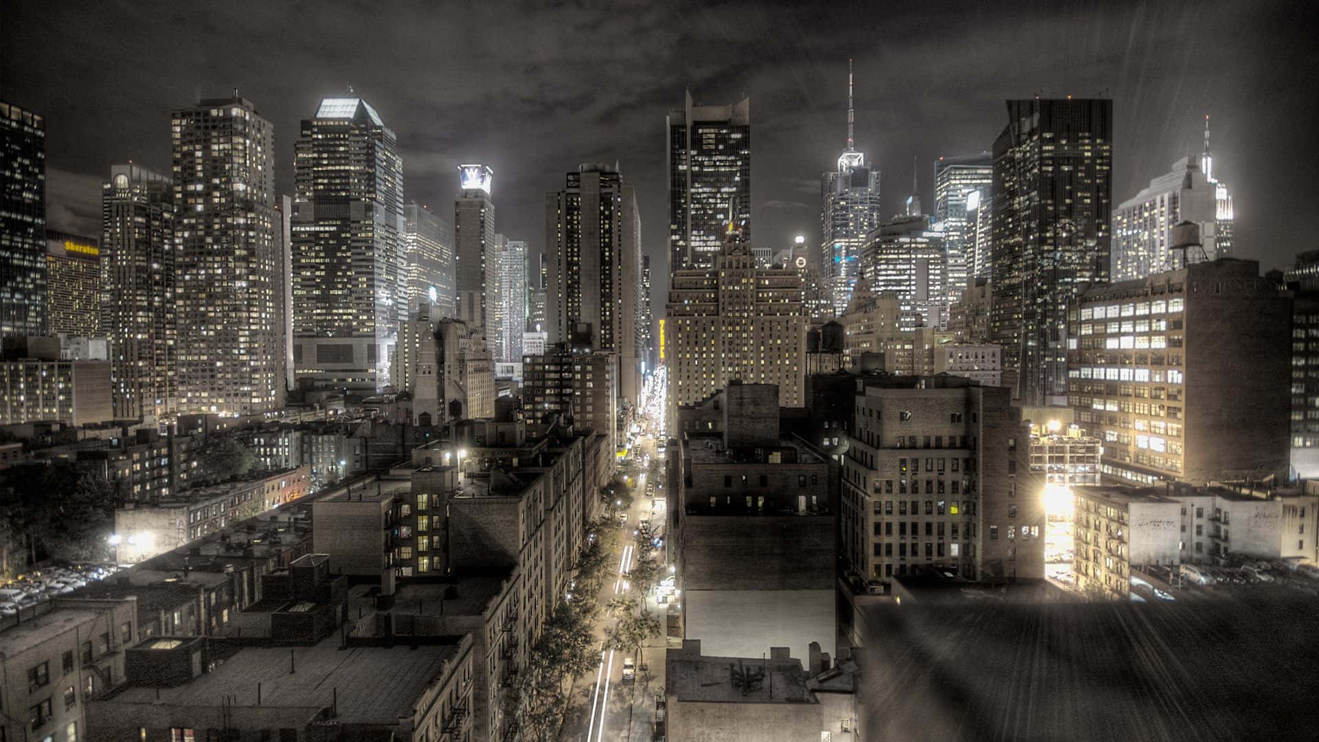 3d City, night, skyscrapers, Full HD Desktop Wallpaper