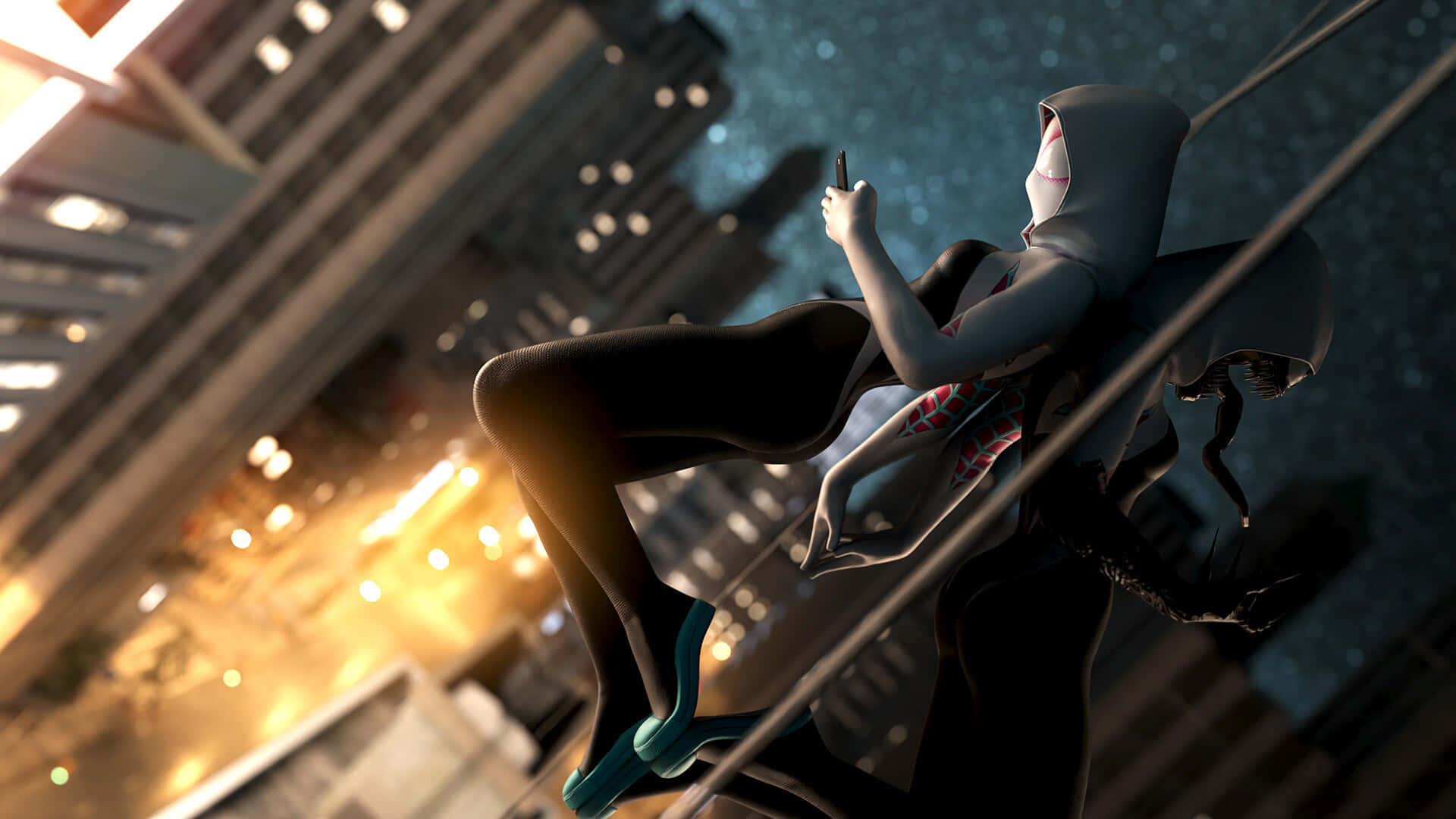 3d city, neon-lit cityscape, night, Full HD Desktop Wallpaper