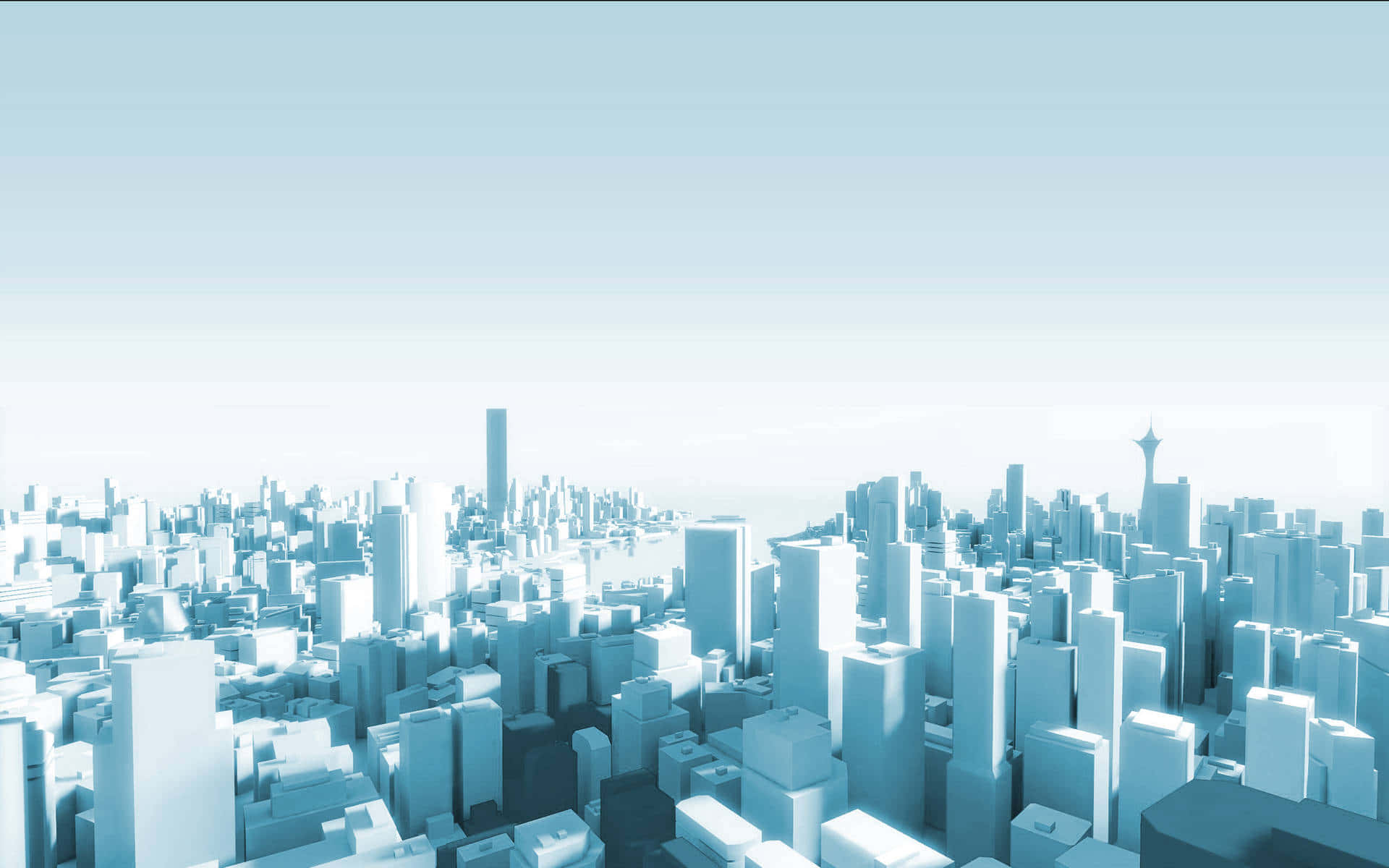 3d city, blue-tinted, 3d-rendered, Full HD Desktop Wallpaper