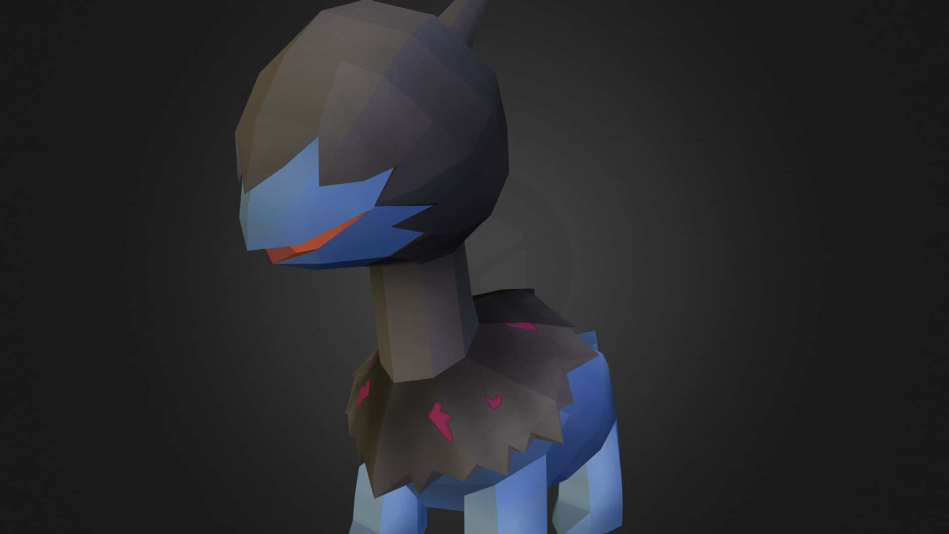 3d render deino, blue and gray creature, red accents, Full HD Desktop Wallpaper
