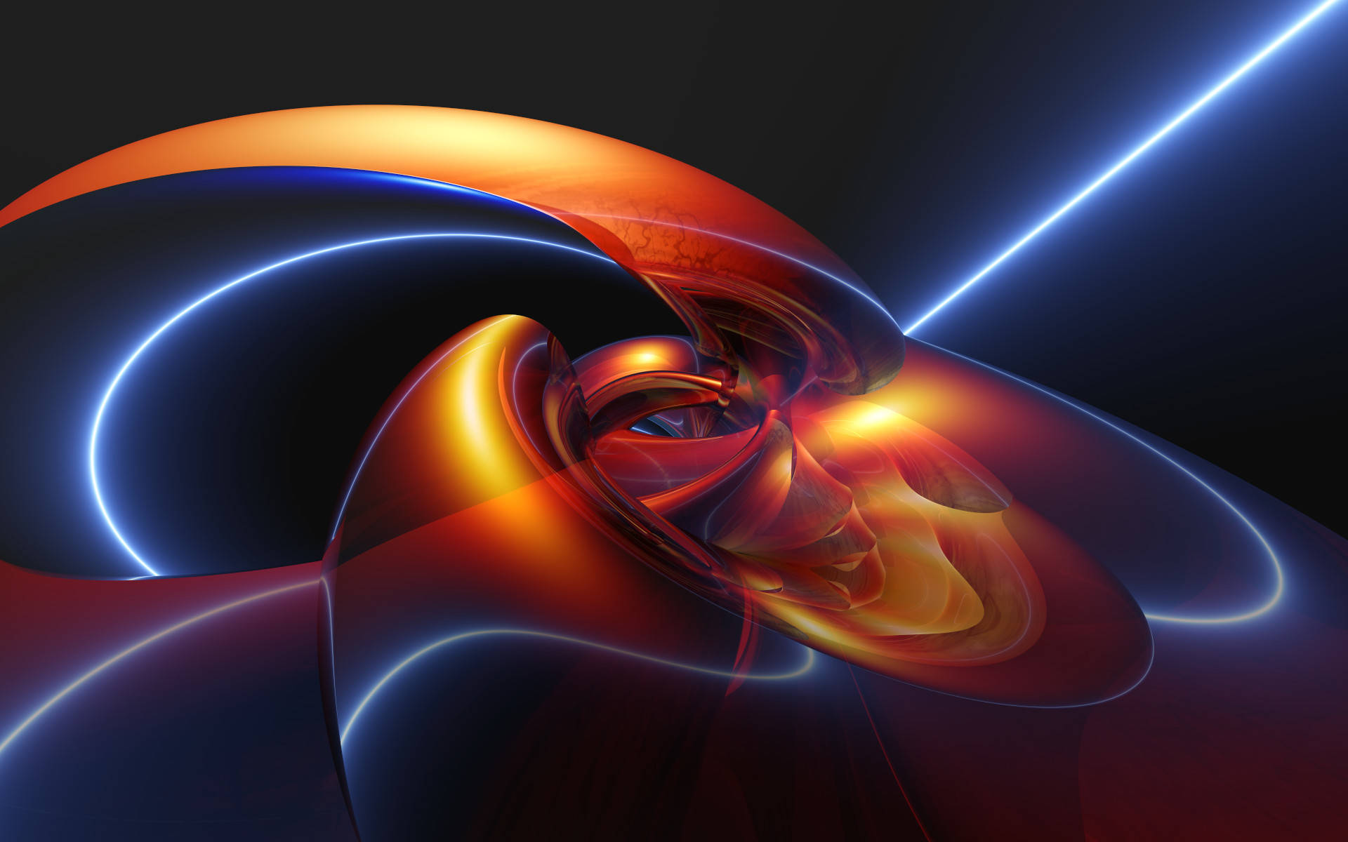 3d desktop screensaver, fractal forms, fiery orange, Full HD Desktop Wallpaper