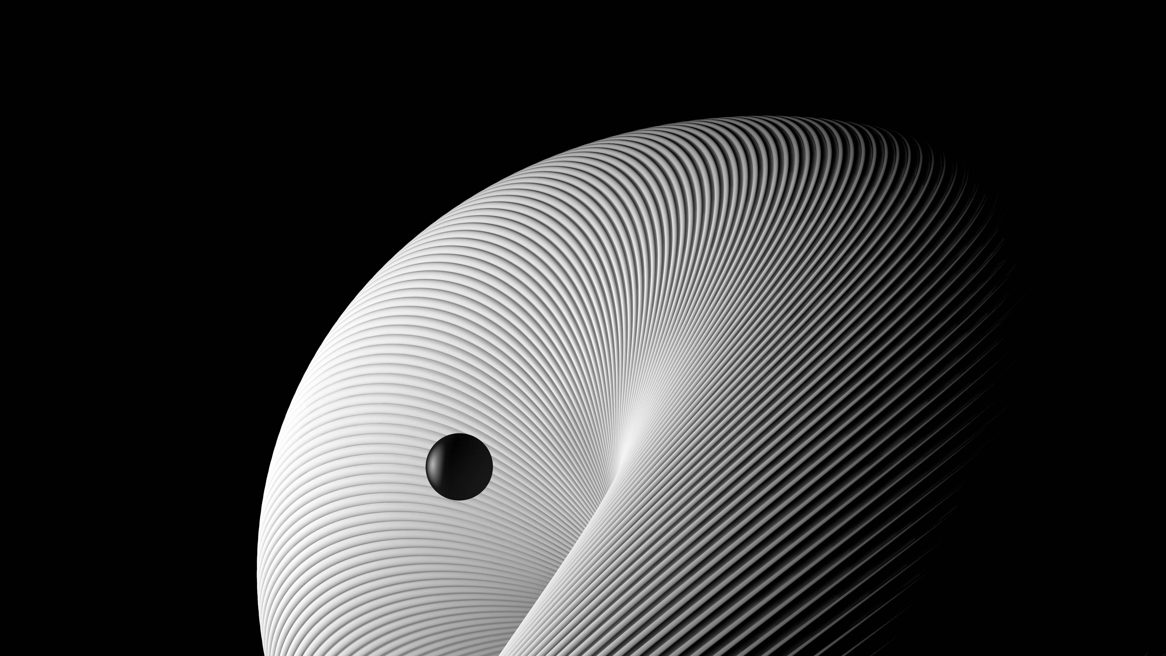 white circle, black eyes, 3d desktop, 4K Desktop Wallpaper