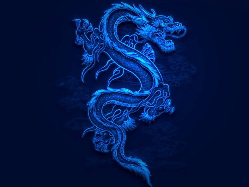 ice blue 3d dragon insignia, glowing blue dragon, intricate scales, SD Desktop Wallpaper