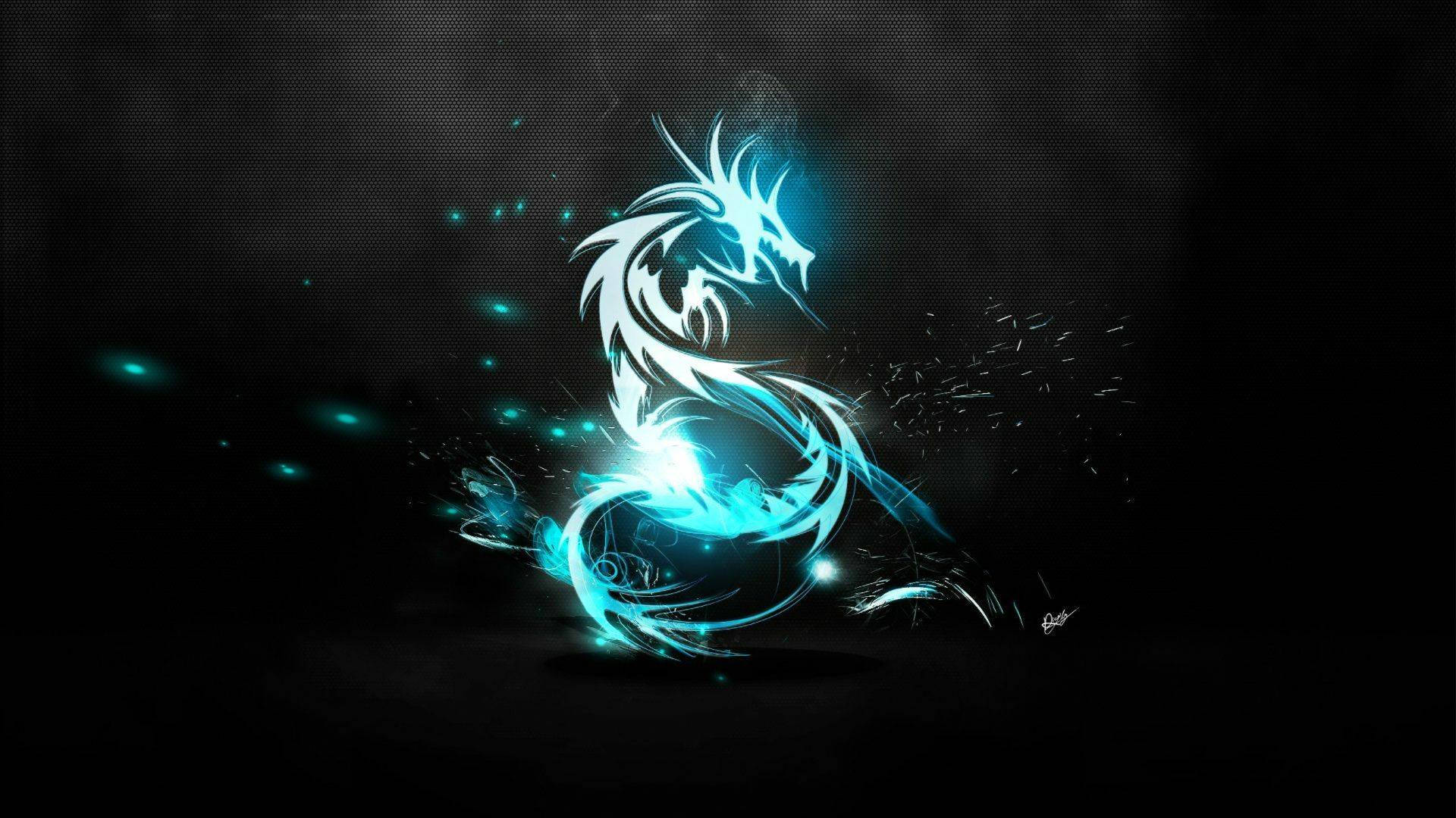 interactive linux dragon, glowing blue dragon, electric sparks, Full HD Desktop Wallpaper