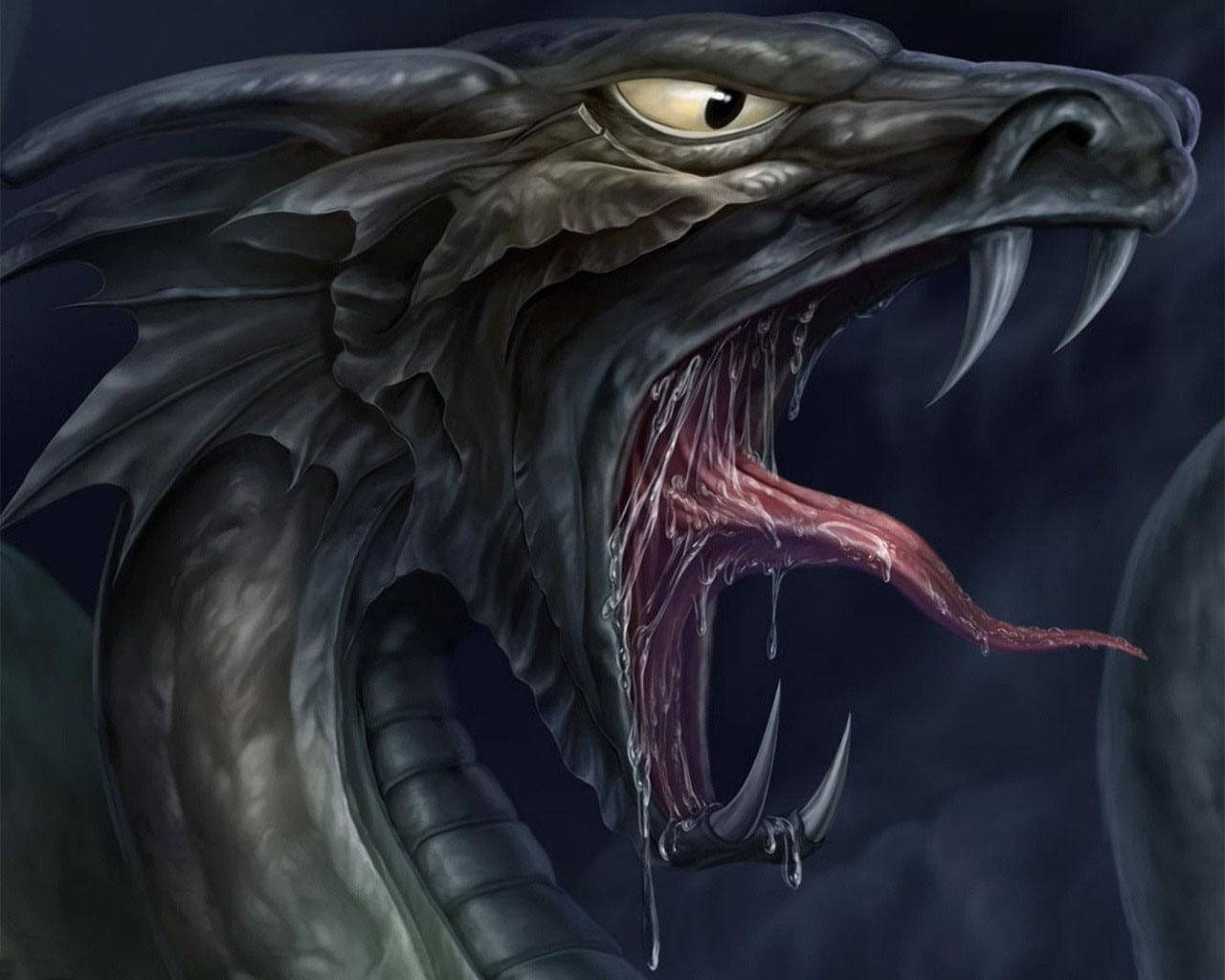 3d snake dragon, glowing yellow eyes, stormy night sky, HD Desktop Wallpaper