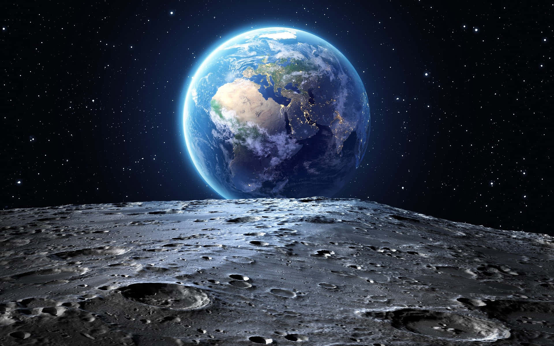 3d earth, Earth, moon, Full HD Desktop Wallpaper