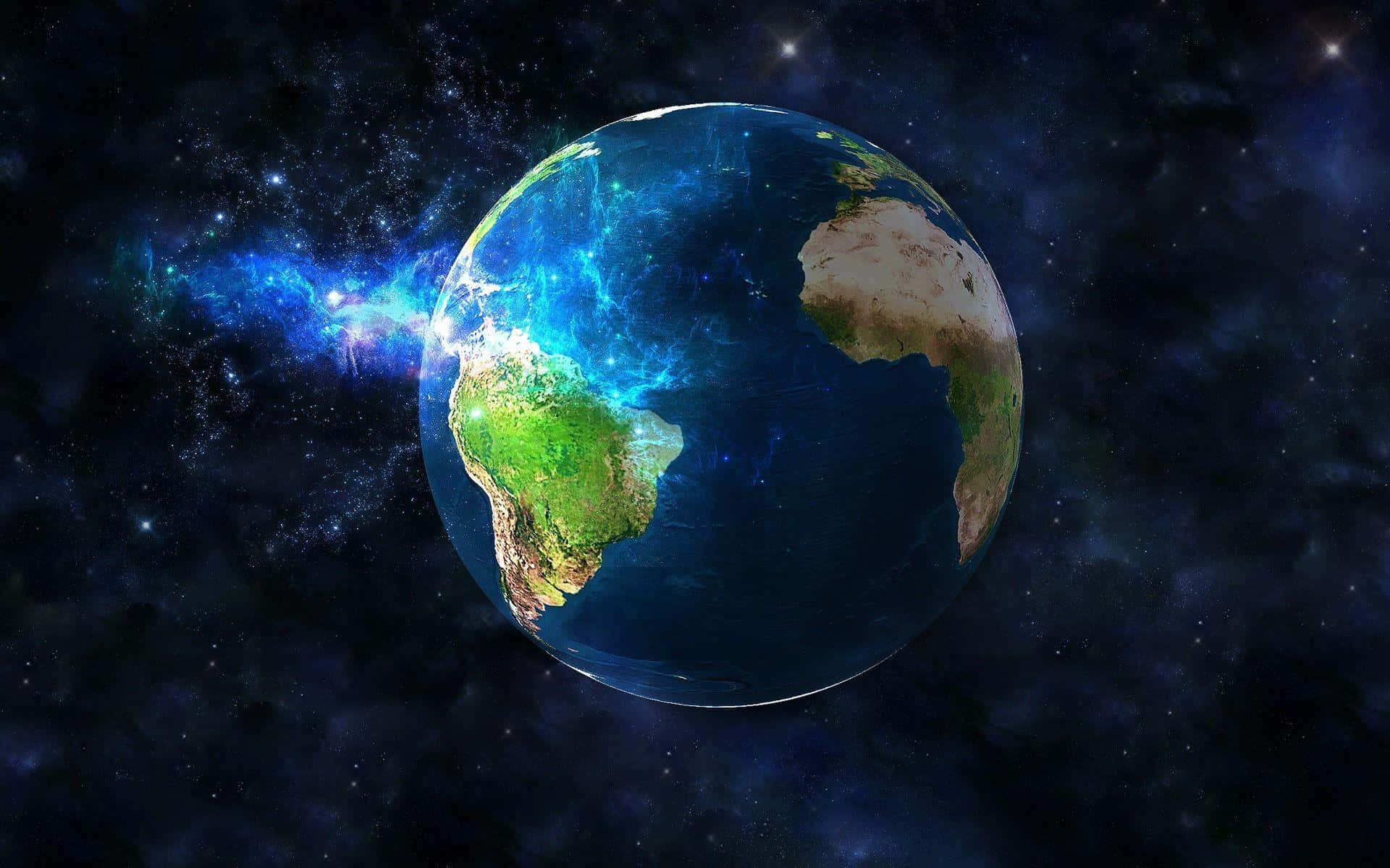 3d Earth, glowing blue Earth, vibrant auroras, Full HD Desktop Wallpaper