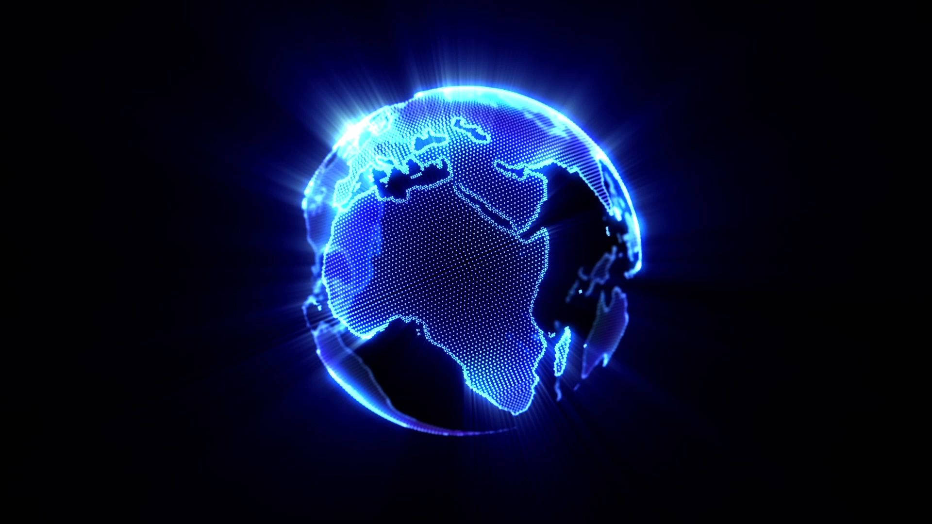 3d holographic earth model, glowing blue digital globe, pixelated continents, Full HD Desktop Wallpaper