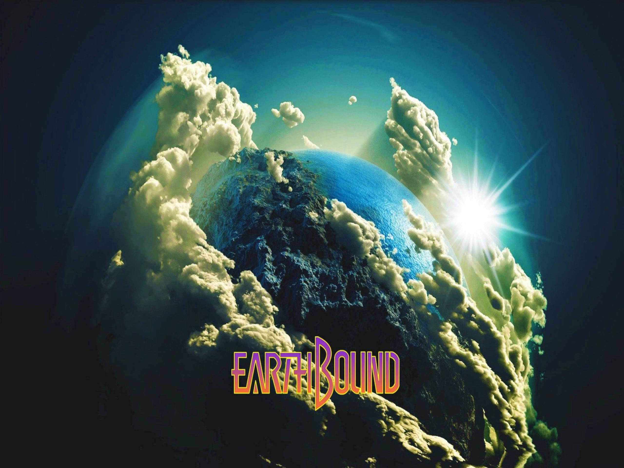 Earth, swirling clouds, radiant sun, 2K Desktop Wallpaper