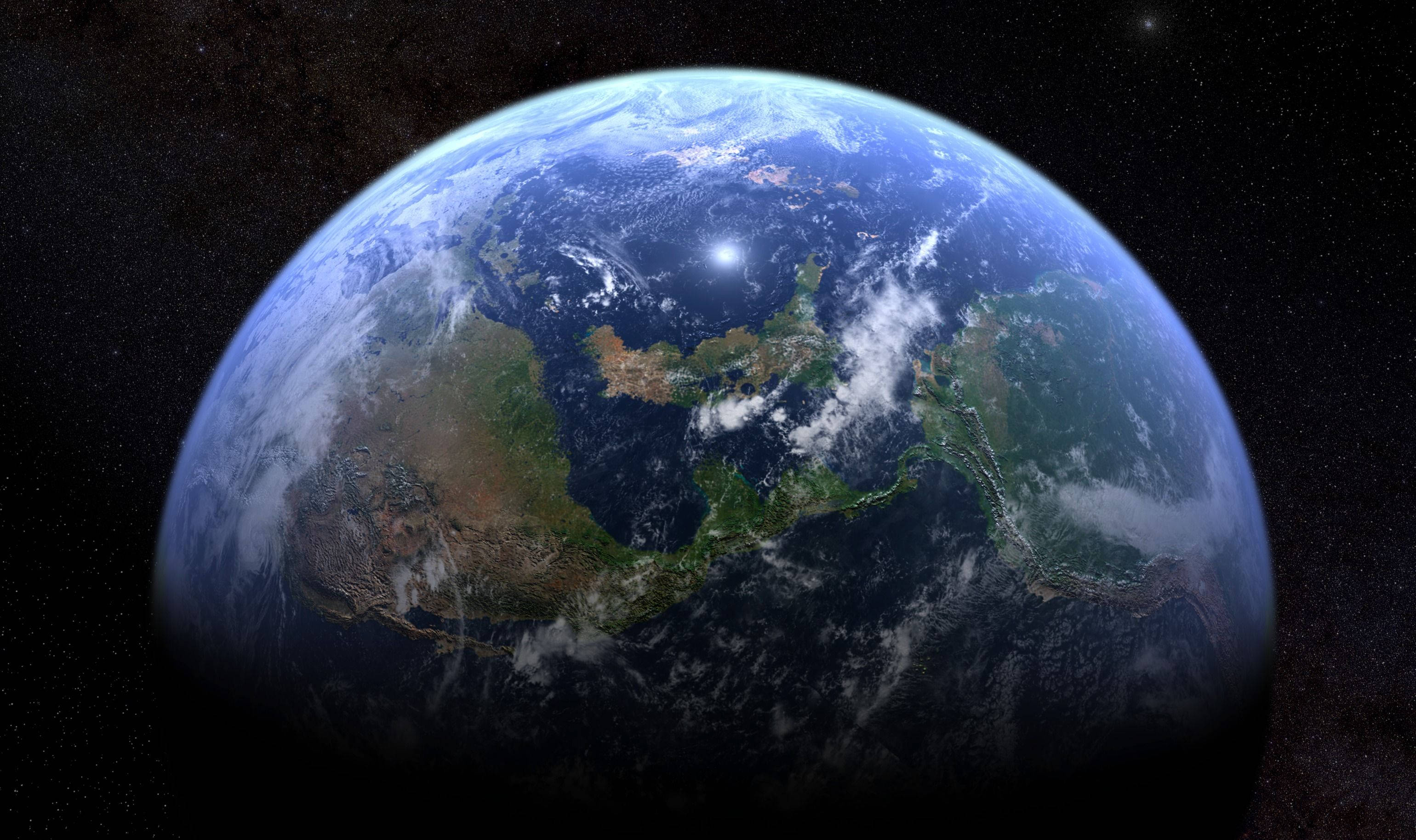 4K Earth, blue oceans, green continents, 2K Desktop Wallpaper