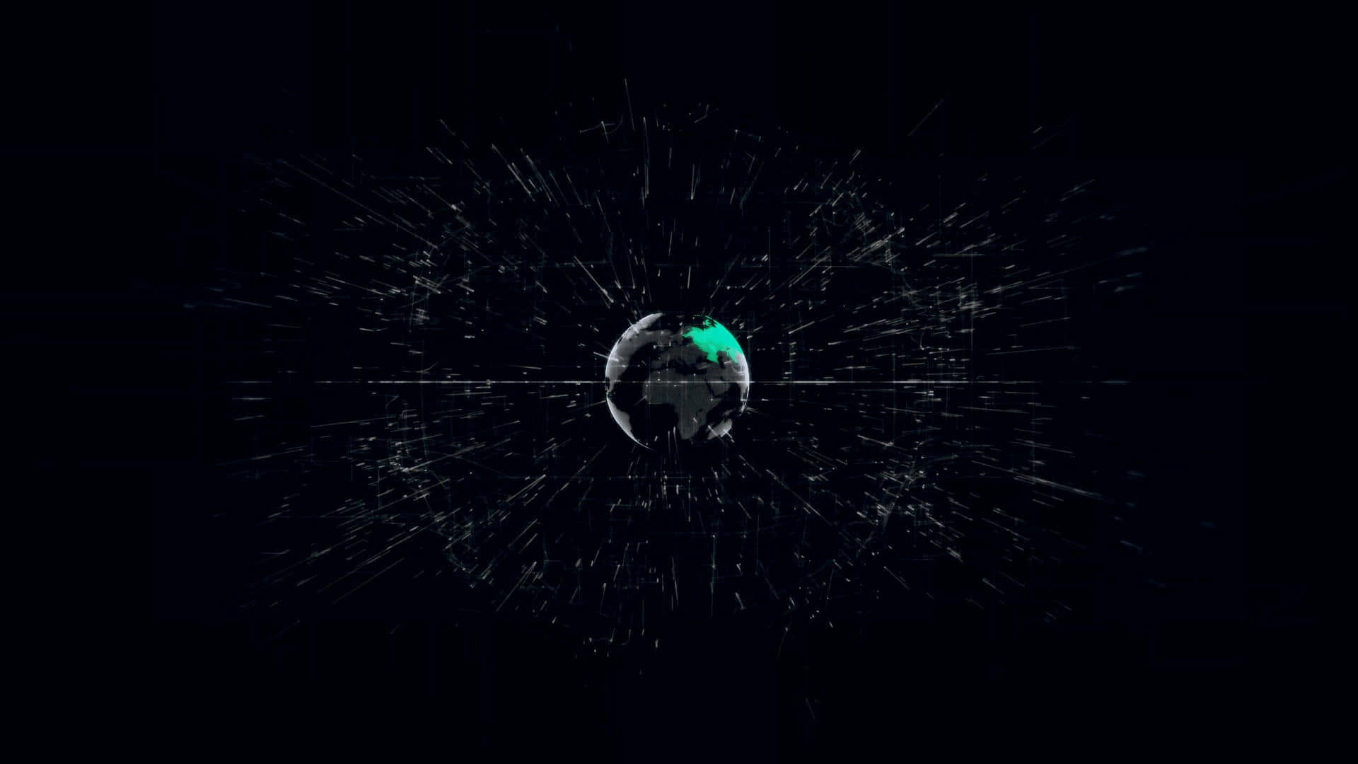 Digital Earth, glowing teal and gray globe, dark void, Full HD Desktop Wallpaper
