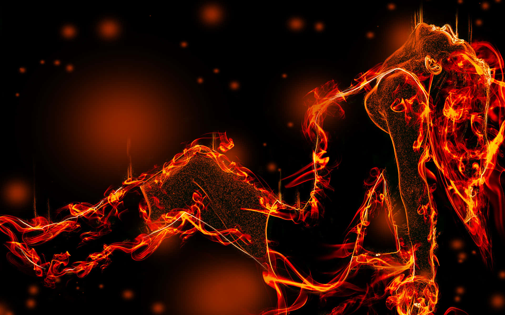 3d fire, orange flames, red flames, Full HD Desktop Wallpaper