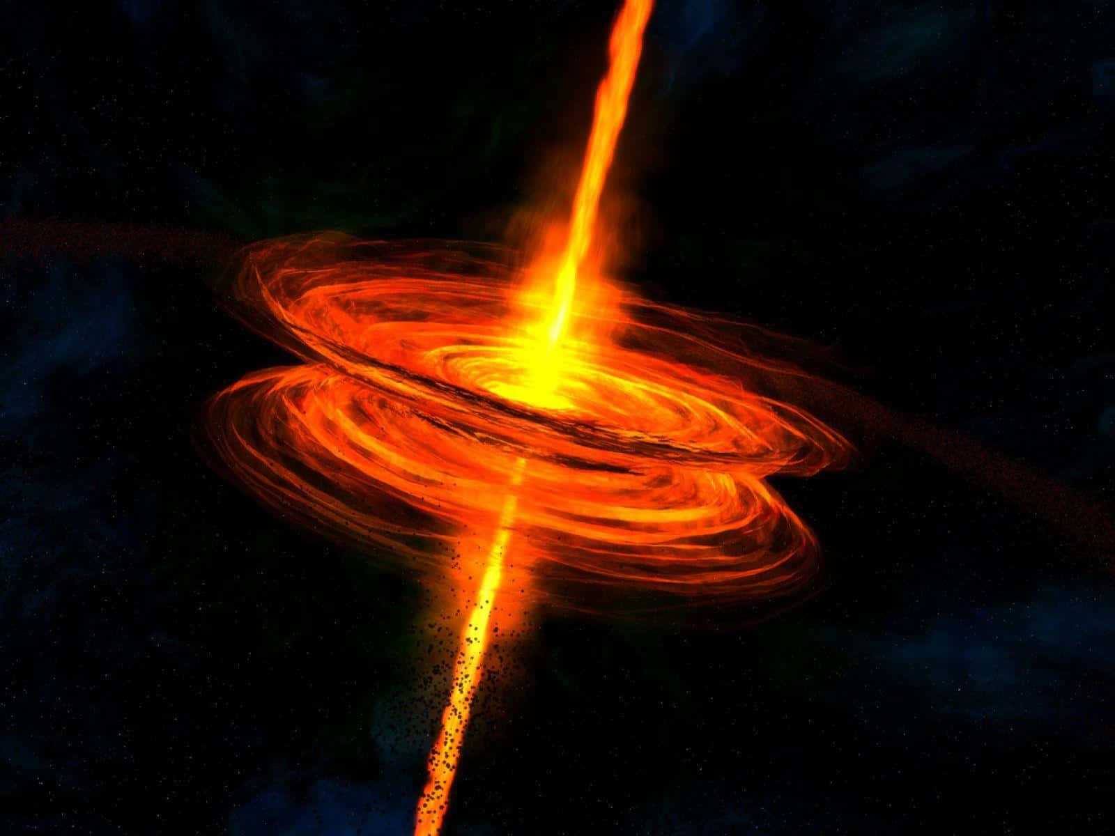 3d fire, orange accretion disk, black hole, HD Desktop Wallpaper