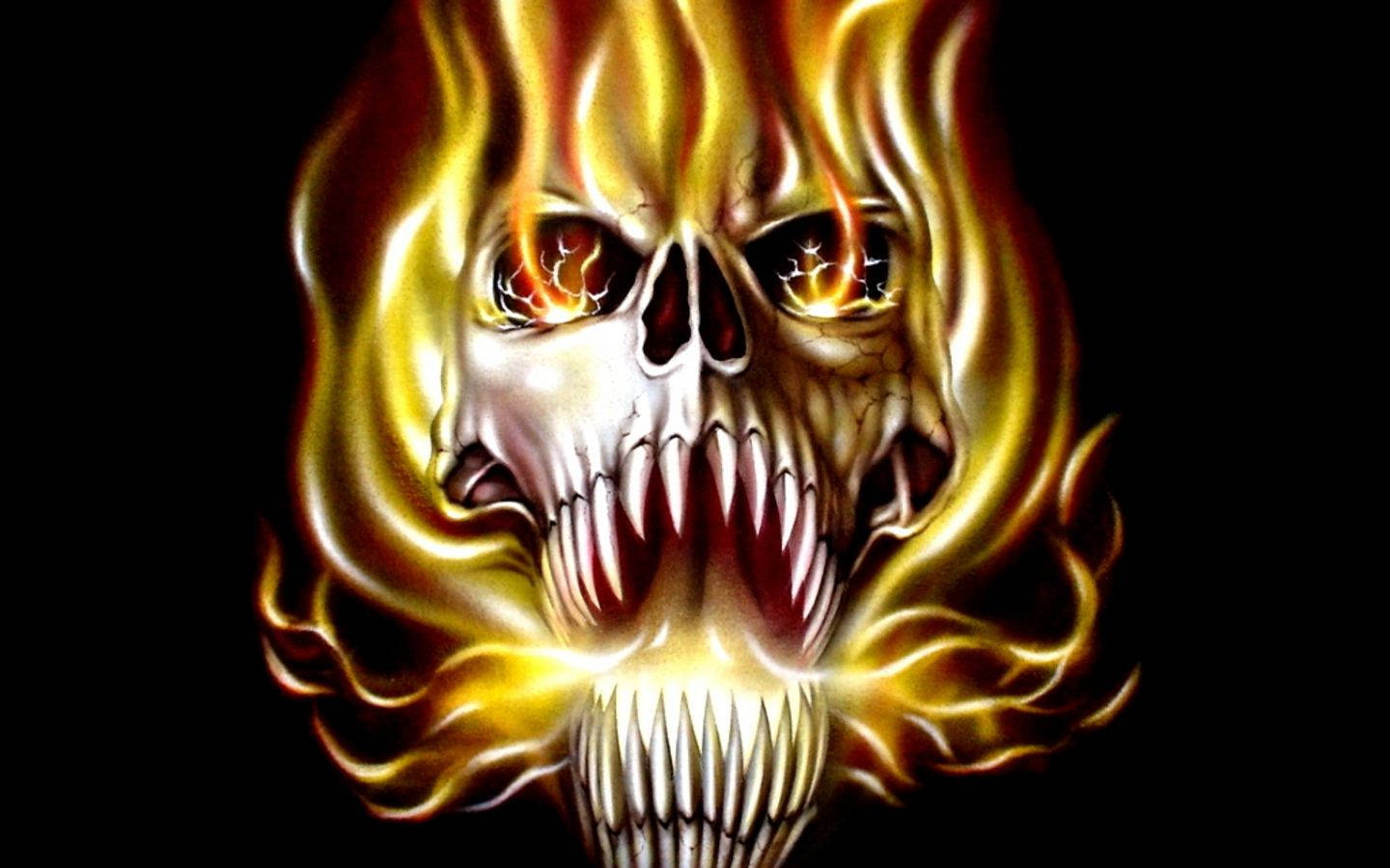 flaming skull monster, fiery skull, glowing eyes, HD Desktop Wallpaper