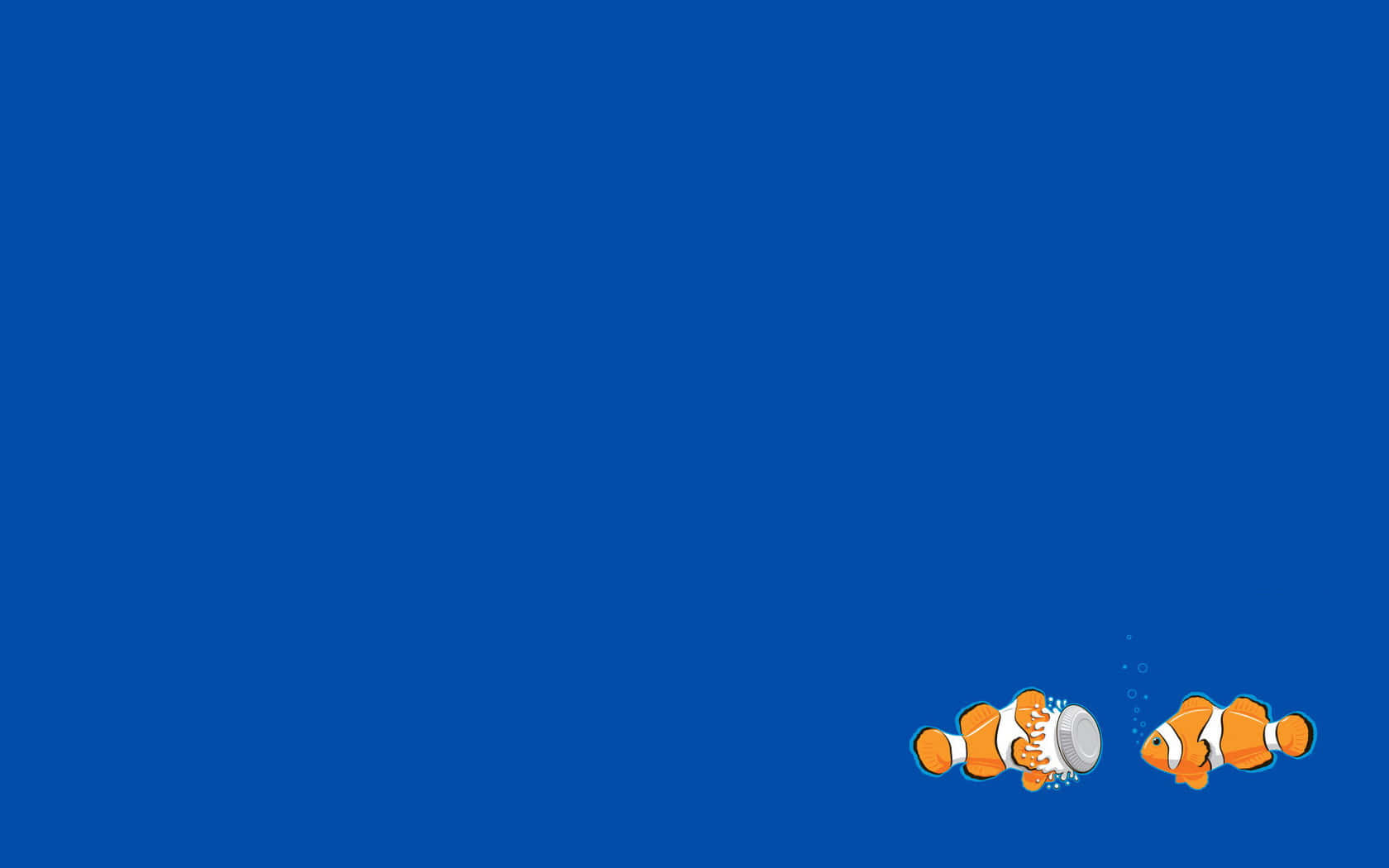 3d fish, clownfish, deep blue ocean water, HD Desktop Wallpaper
