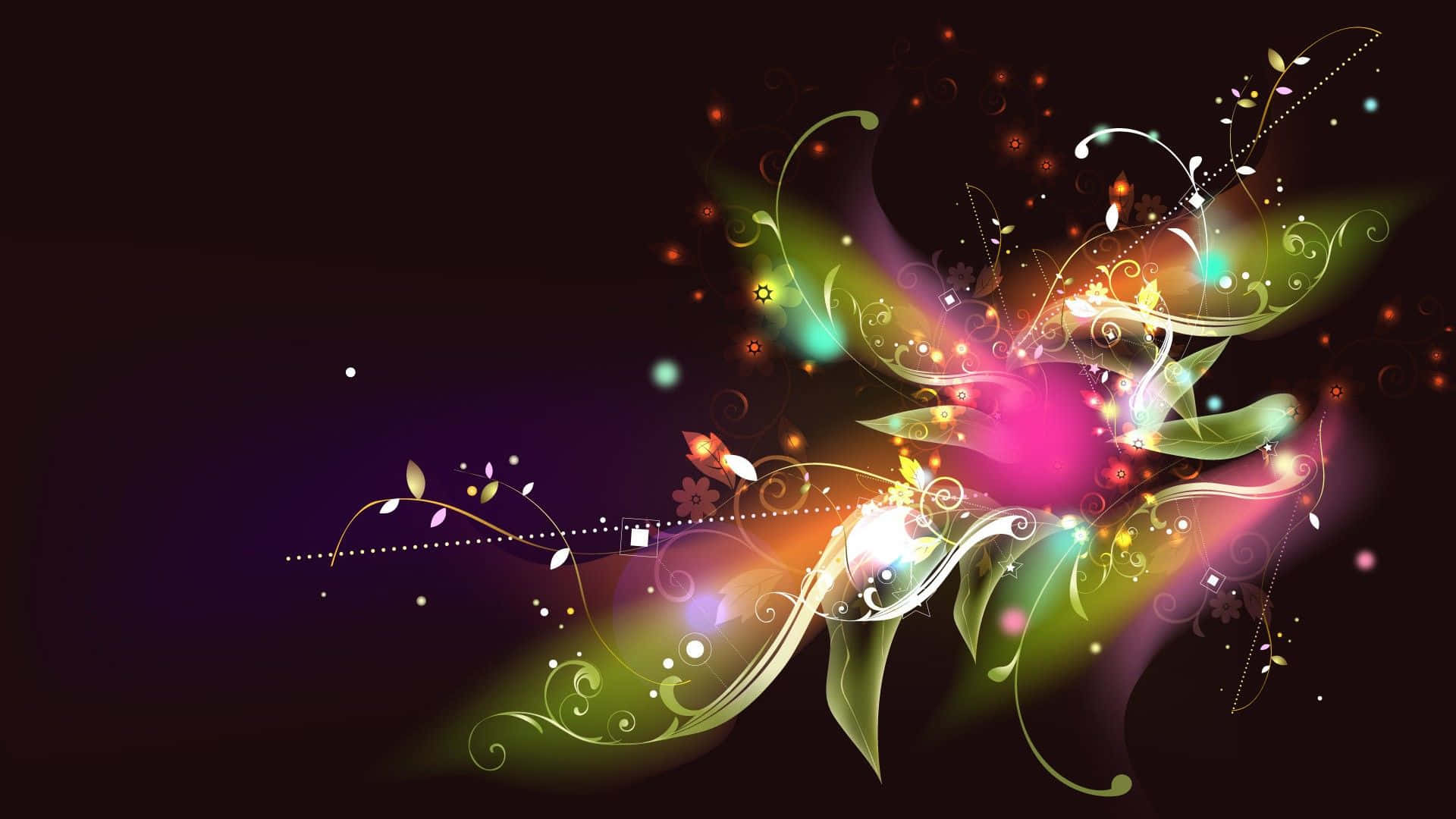 3d flower, neon greens, pinks, Full HD Desktop Wallpaper
