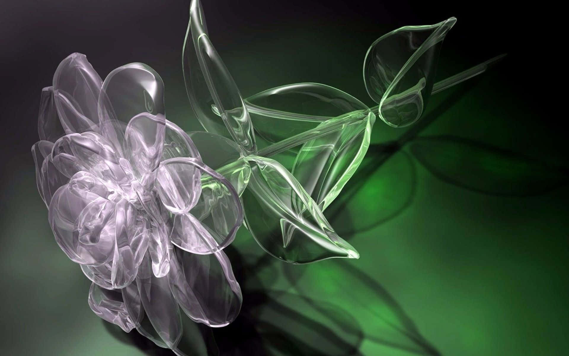 3d flower, translucent glass flower, delicate petals, Full HD Desktop Wallpaper