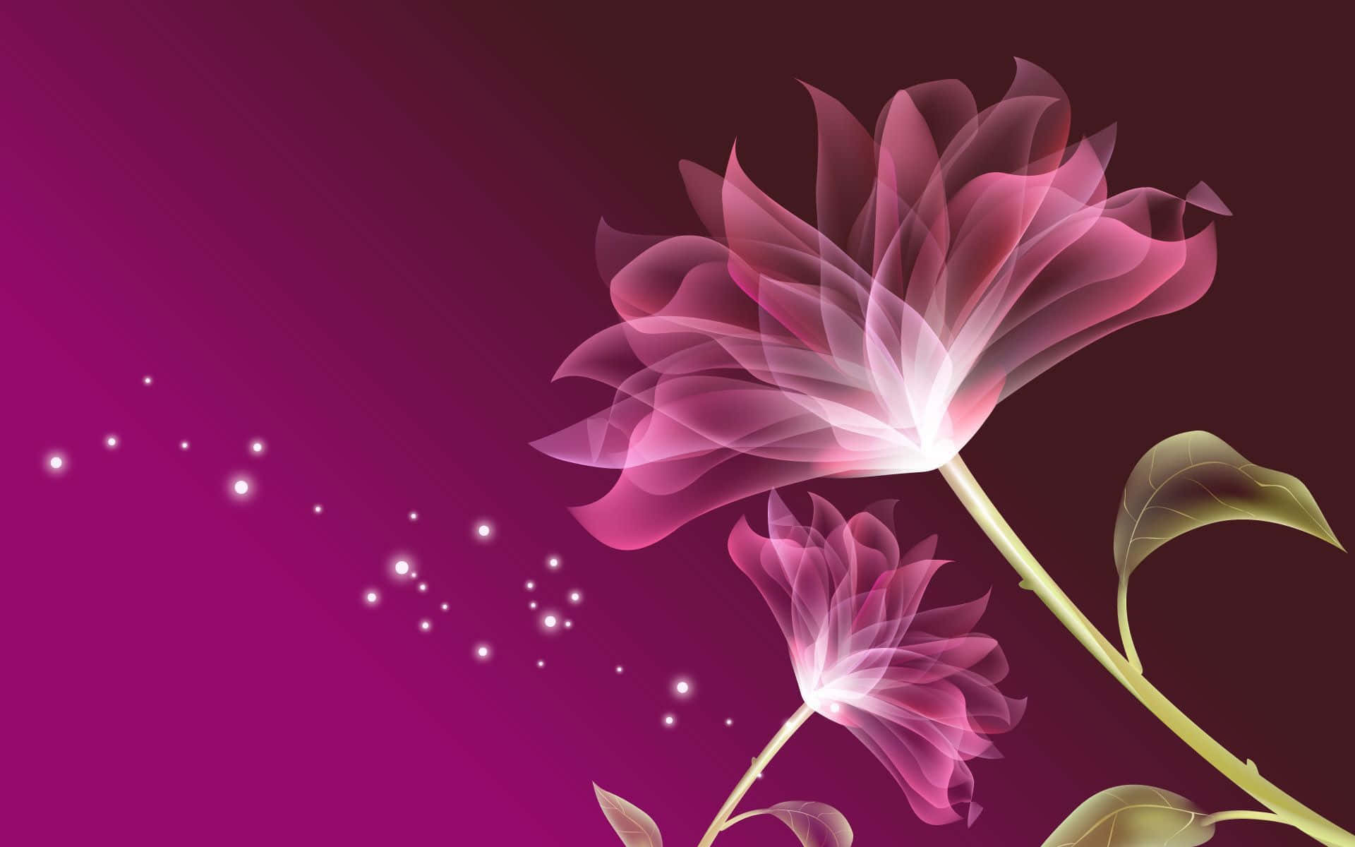 3d flower, translucent pink flowers, glowing centers, Full HD Desktop Wallpaper