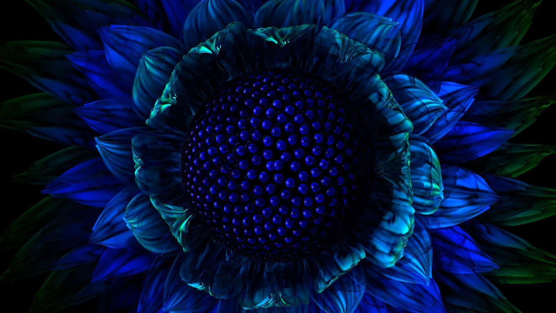 3d flower, radiant blue, glowing petals, Full HD Desktop Wallpaper