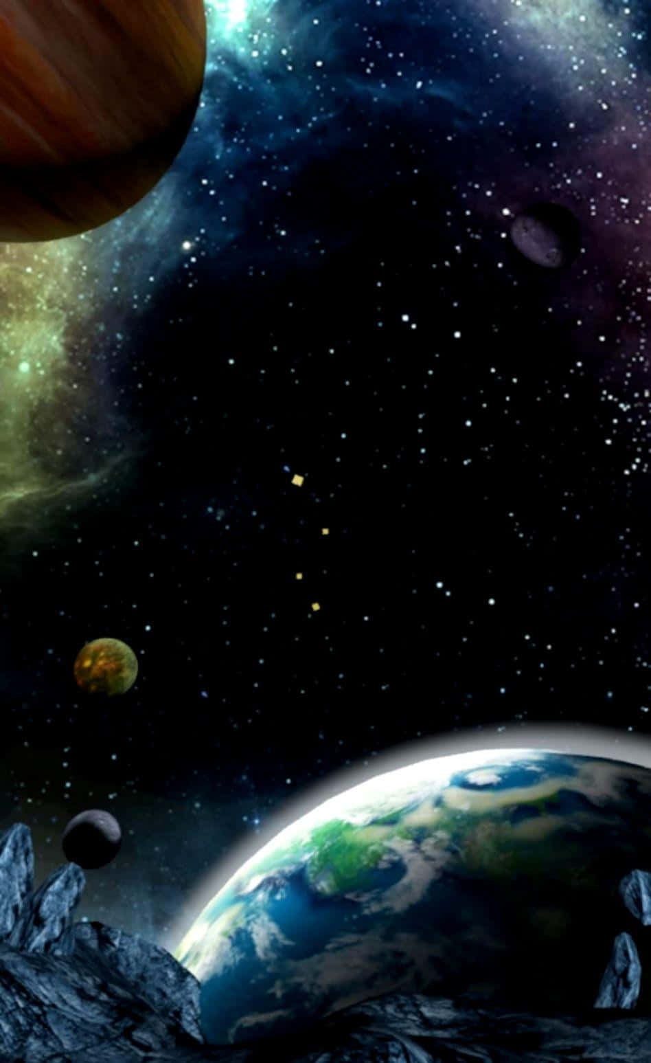 3d galaxy, Earth, planets, HD Phone Wallpaper