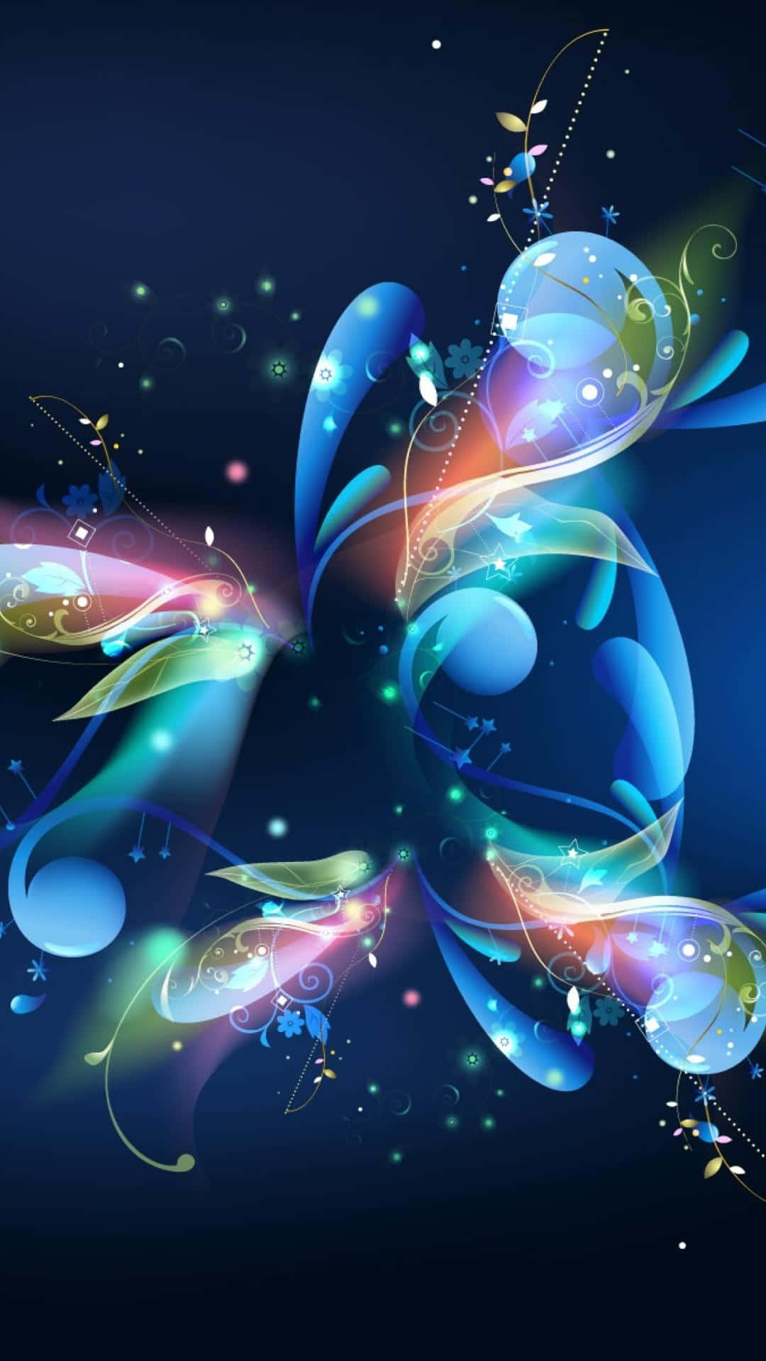 3d galaxy, vibrant glowing swirls, floral motifs, Full HD Phone Wallpaper