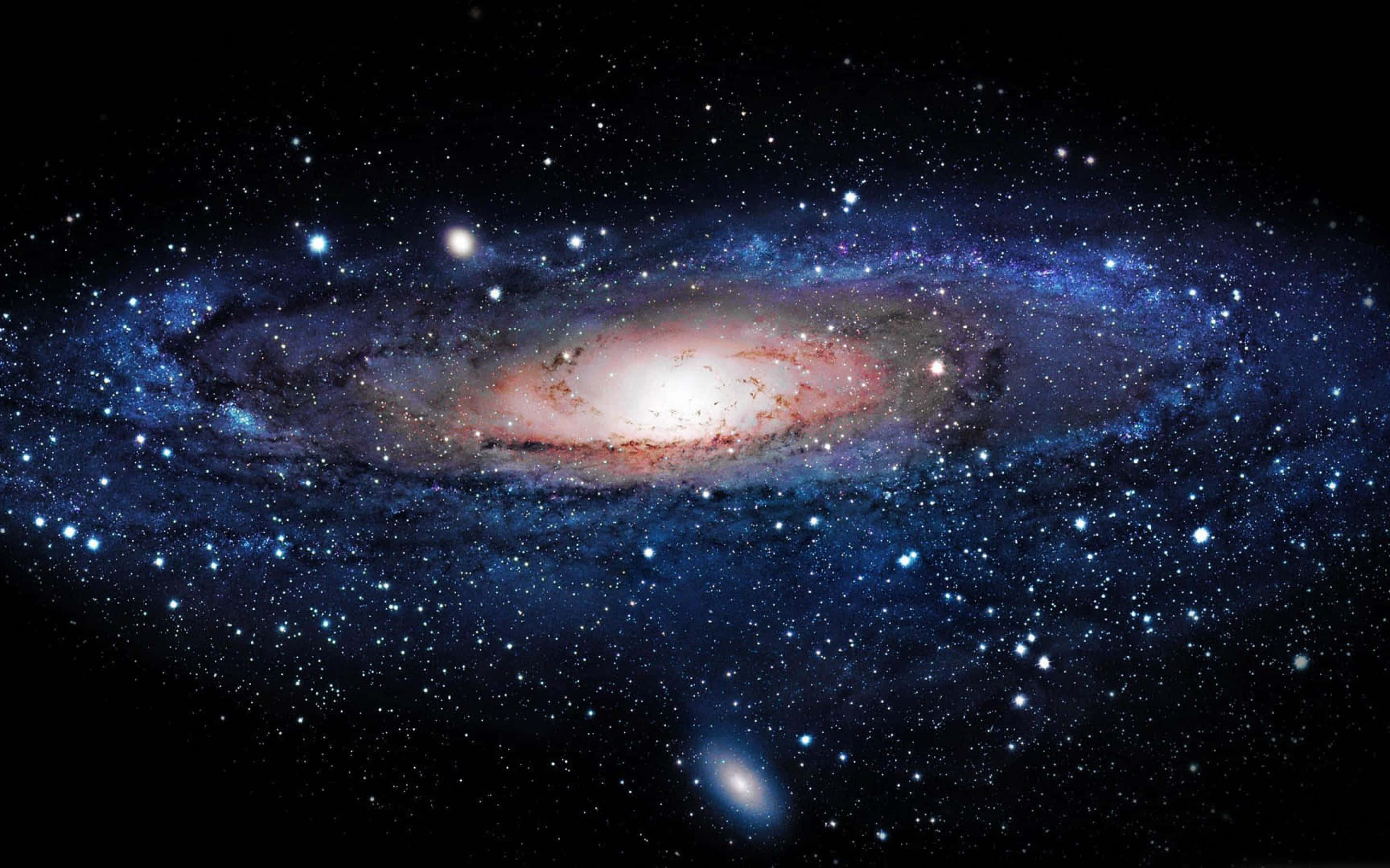 3d galaxy, spiral galaxy, blue and red hues, 2K Desktop Wallpaper