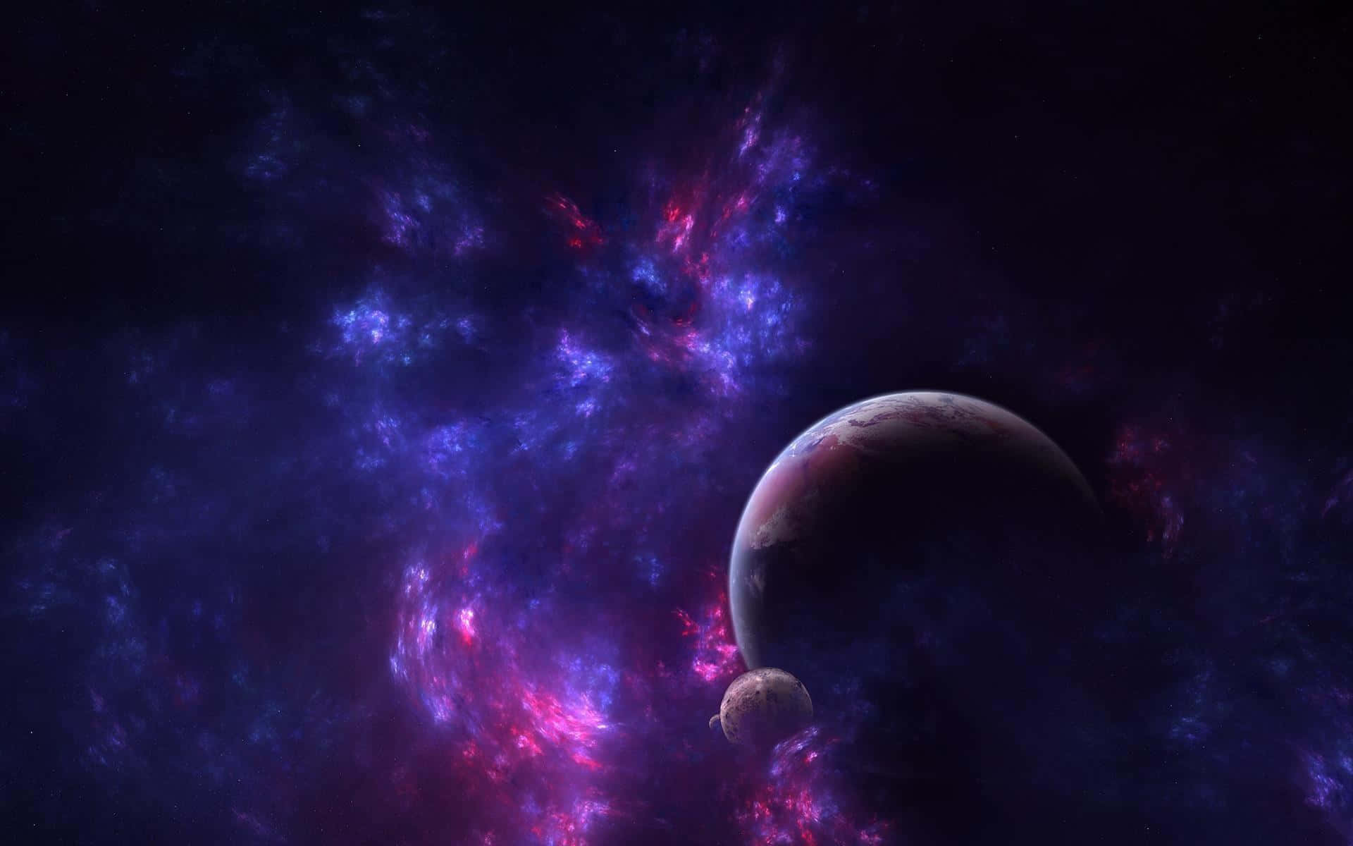 3d galaxy, purple nebula, pink nebula, Full HD Desktop Wallpaper
